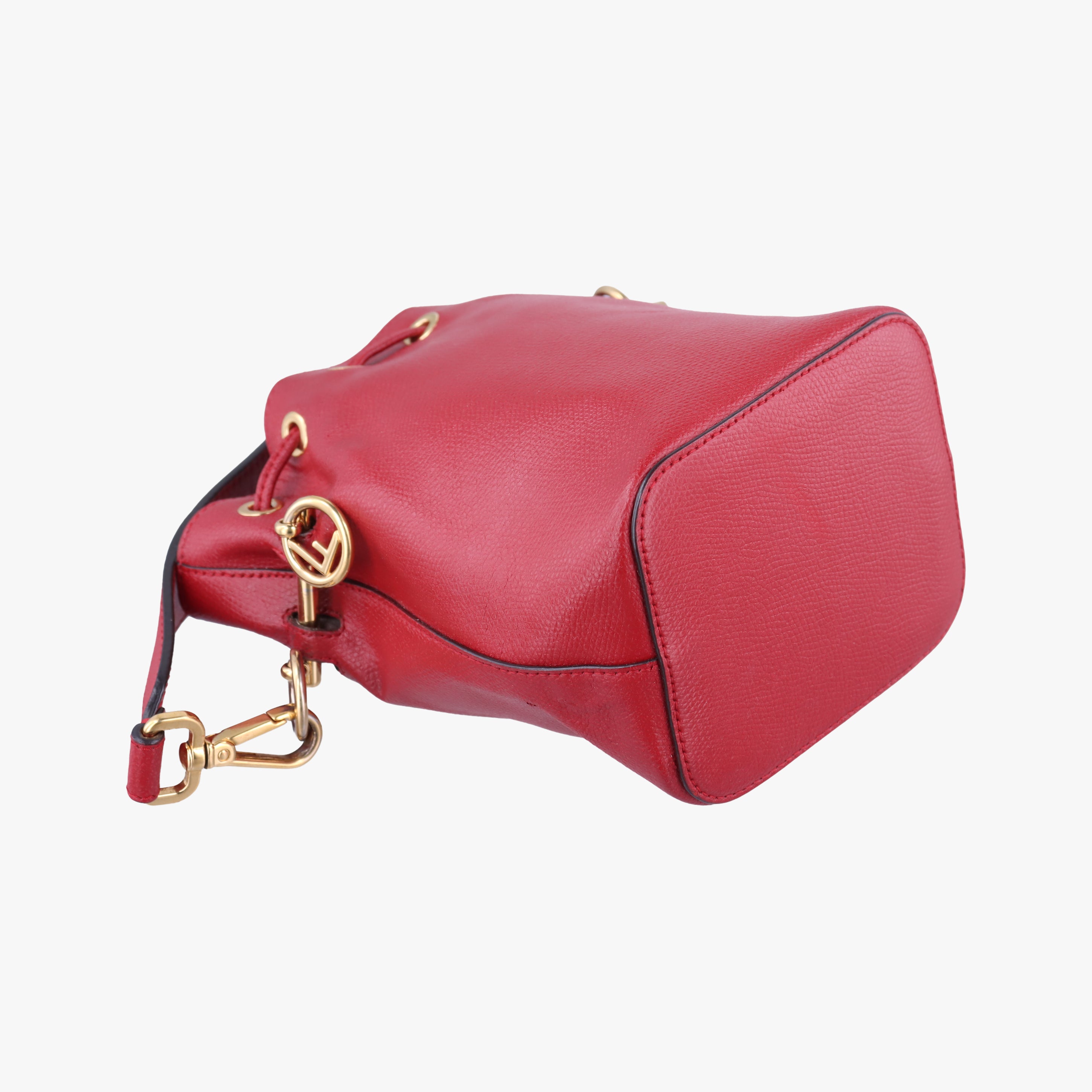 Pre-owned Fendi Mon Tresor Mini Bucket Red Leather 8BS010 shoulderbag | stylenewstar