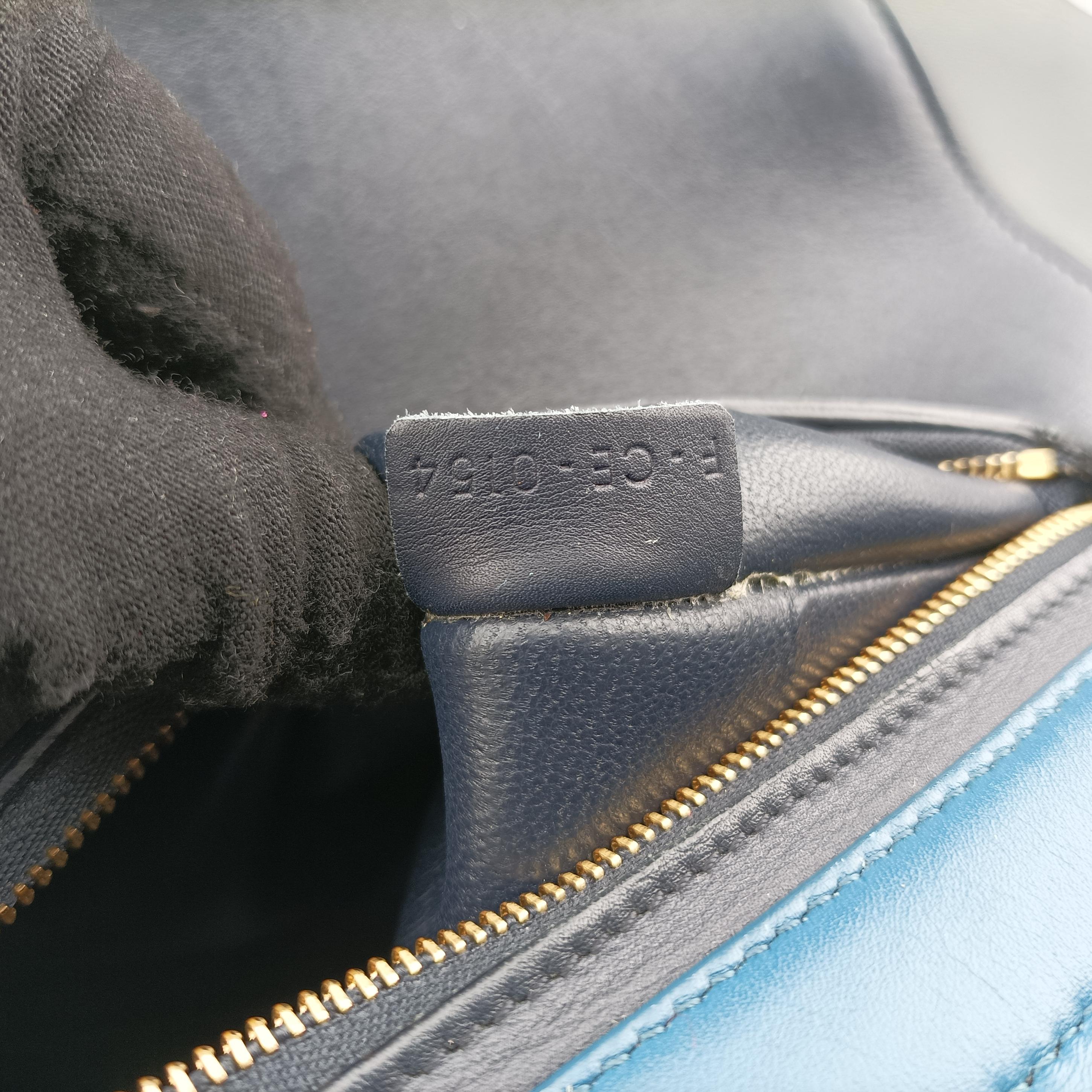 Pre-owned Celine Trapeze Medium Blue×Gray×Black leather  shoulderbag | stylenewstar