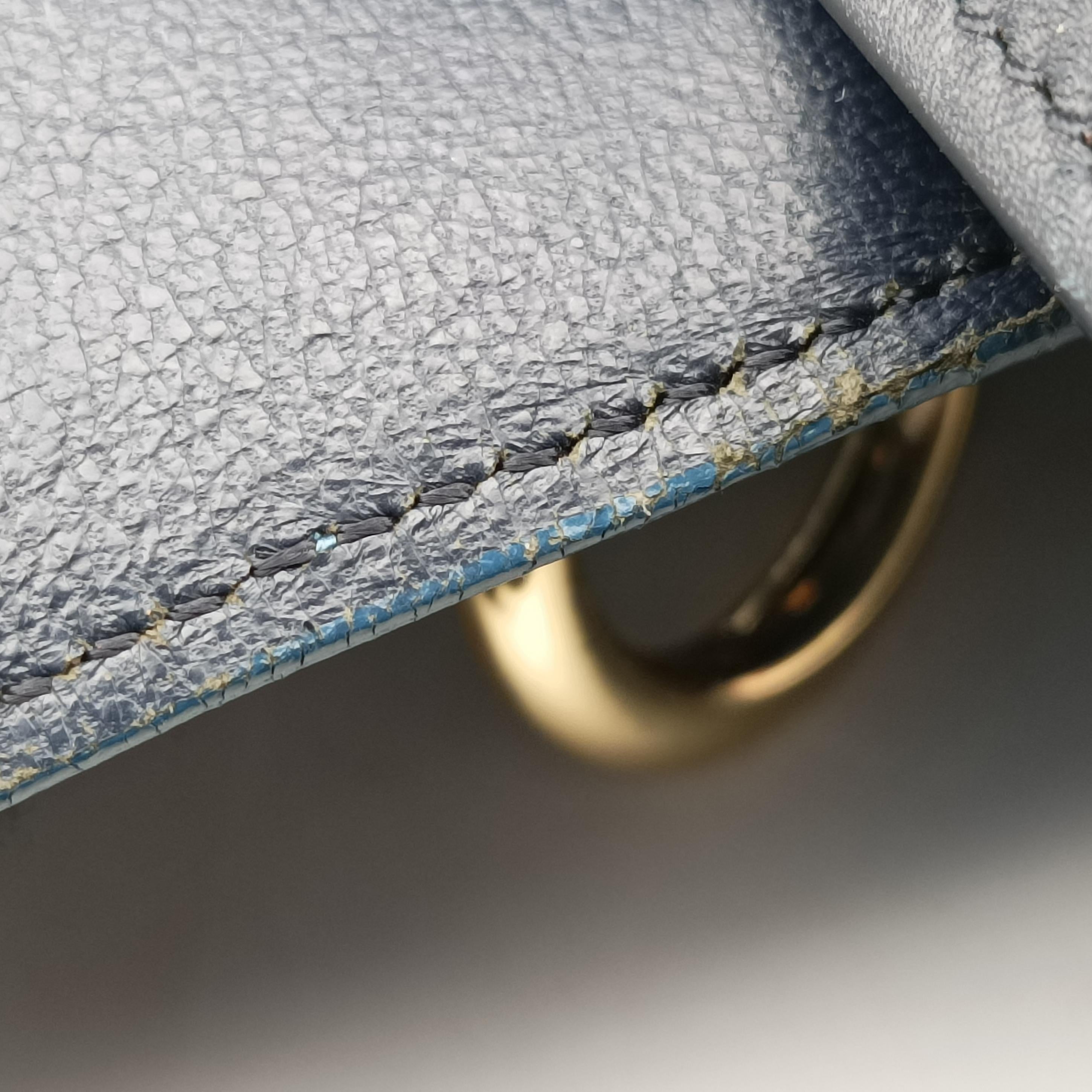 Pre-owned Celine Trapeze Medium Blue×Gray×Black leather  shoulderbag | stylenewstar