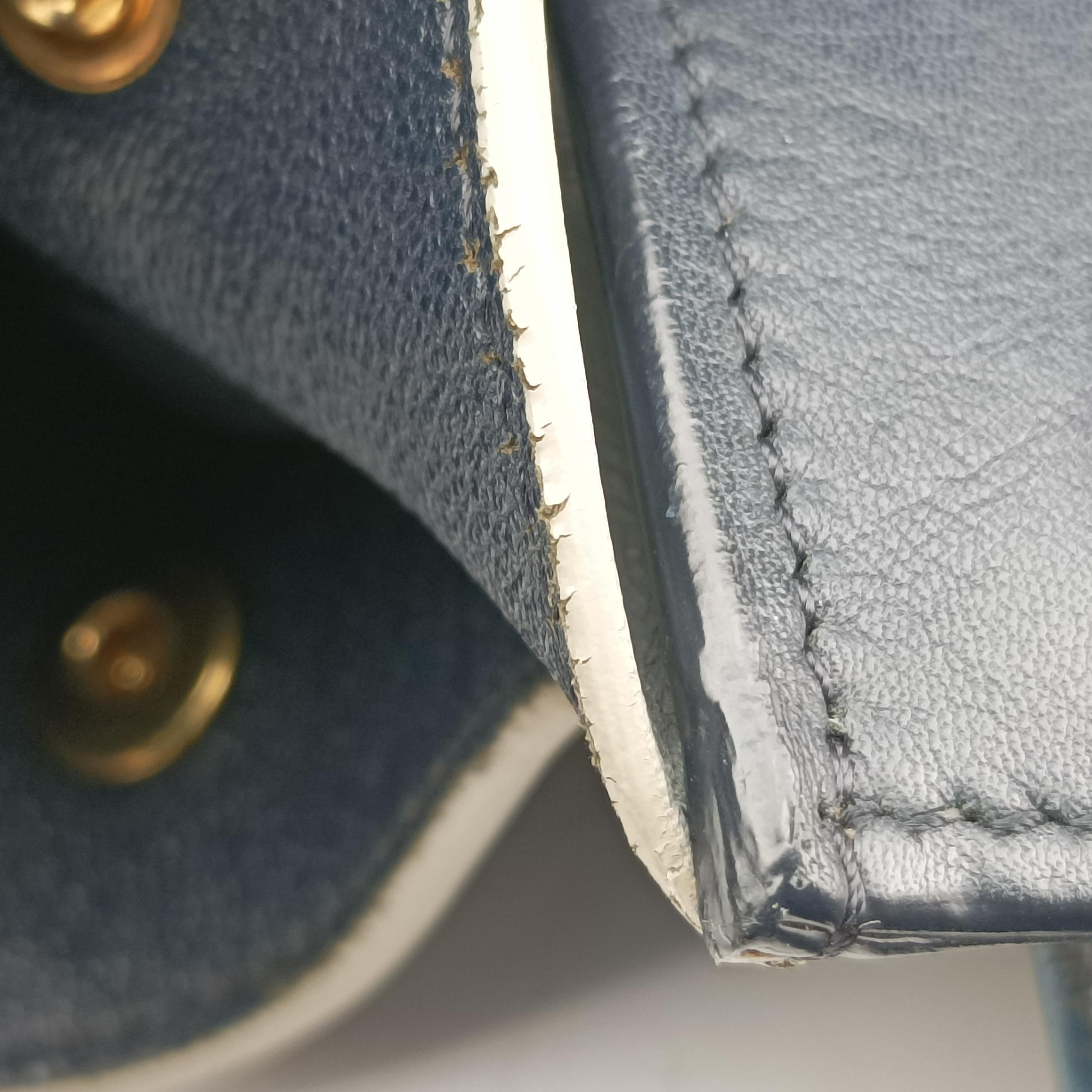 Pre-owned Celine Trapeze Medium Blue×Gray×Black leather  shoulderbag | stylenewstar