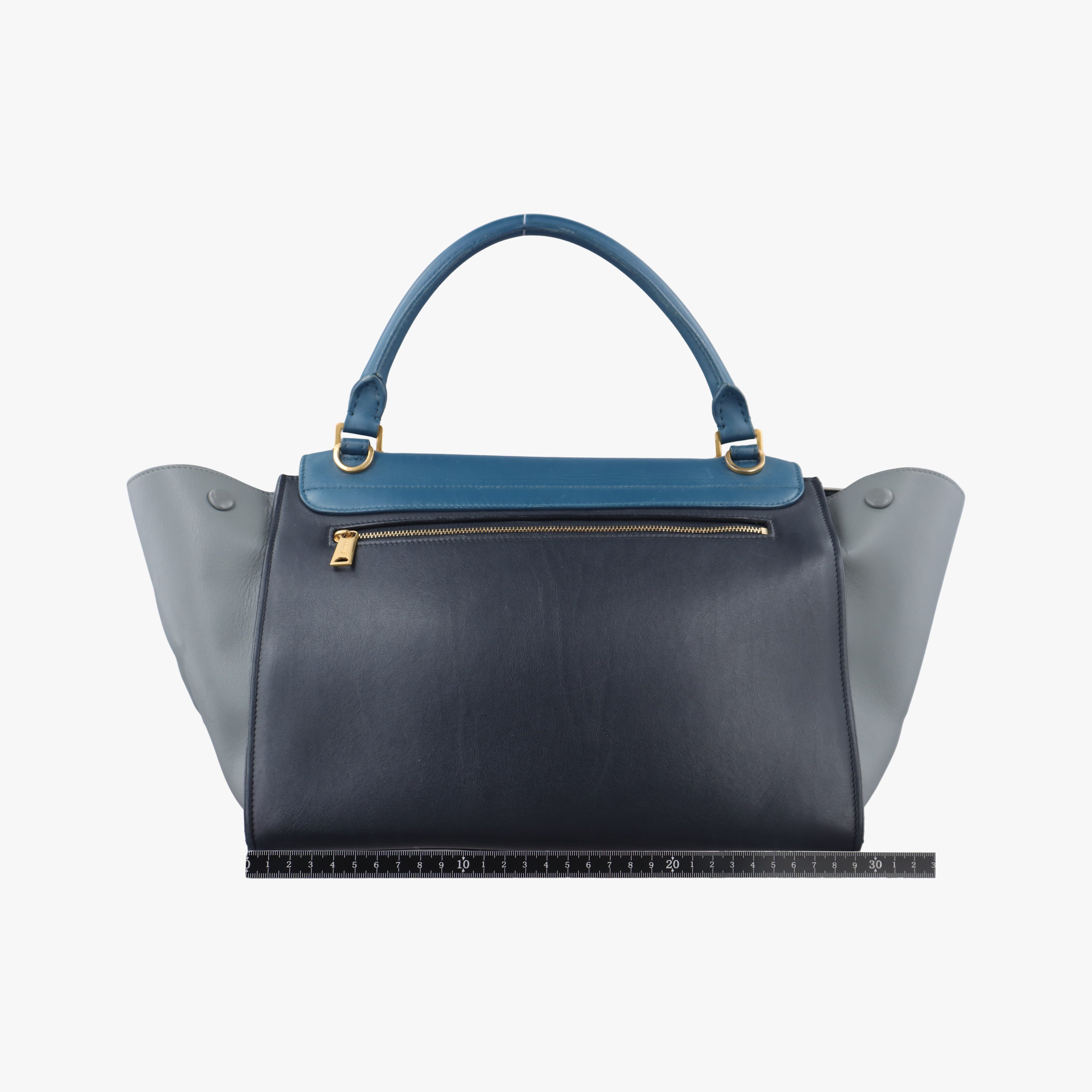 Pre-owned Celine Trapeze Medium Blue×Gray×Black leather  shoulderbag | stylenewstar