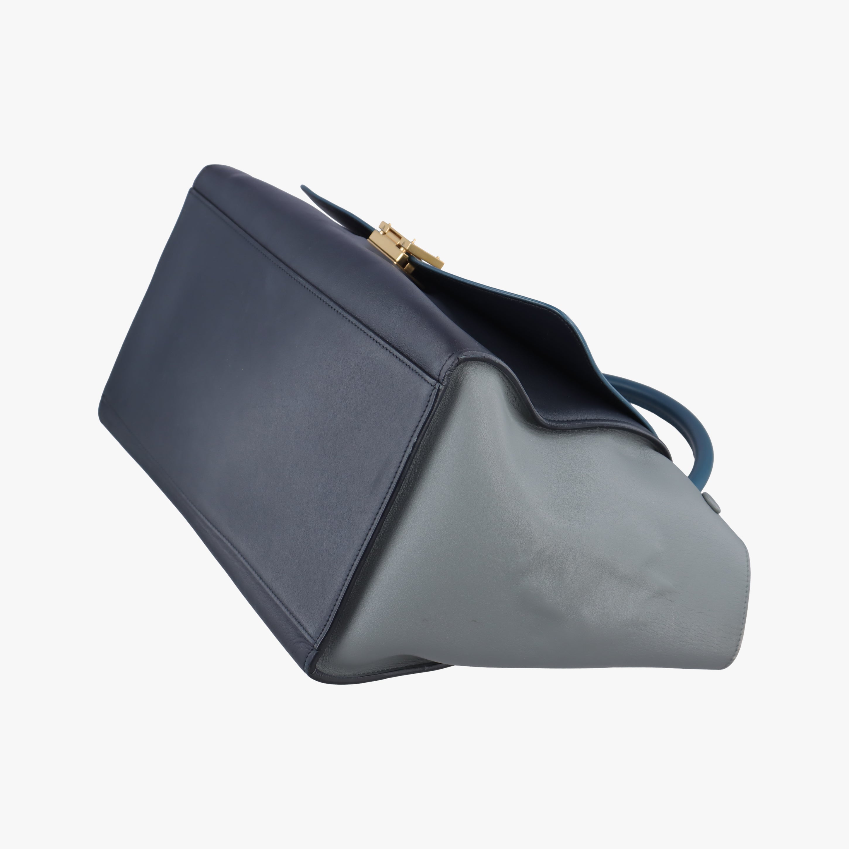 Pre-owned Celine Trapeze Medium Blue×Gray×Black leather  shoulderbag | stylenewstar