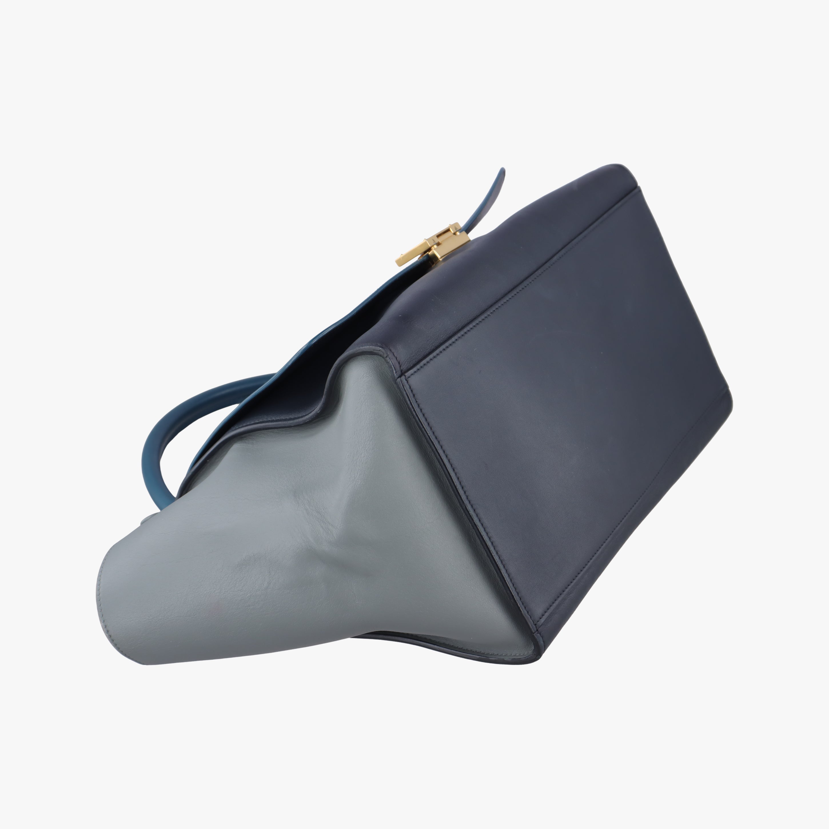 Pre-owned Celine Trapeze Medium Blue×Gray×Black leather  shoulderbag | stylenewstar