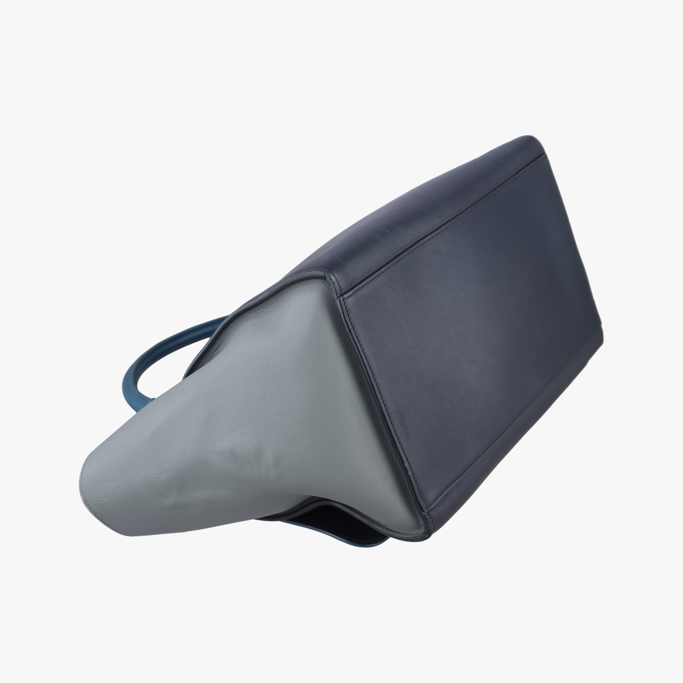 Pre-owned Celine Trapeze Medium Blue×Gray×Black leather  shoulderbag | stylenewstar