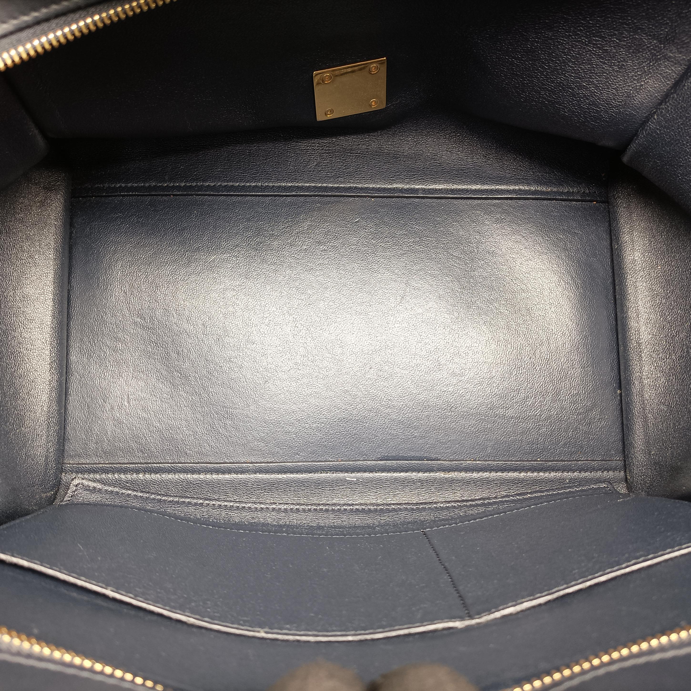 Pre-owned Celine Trapeze Medium Blue×Gray×Black leather  shoulderbag | stylenewstar