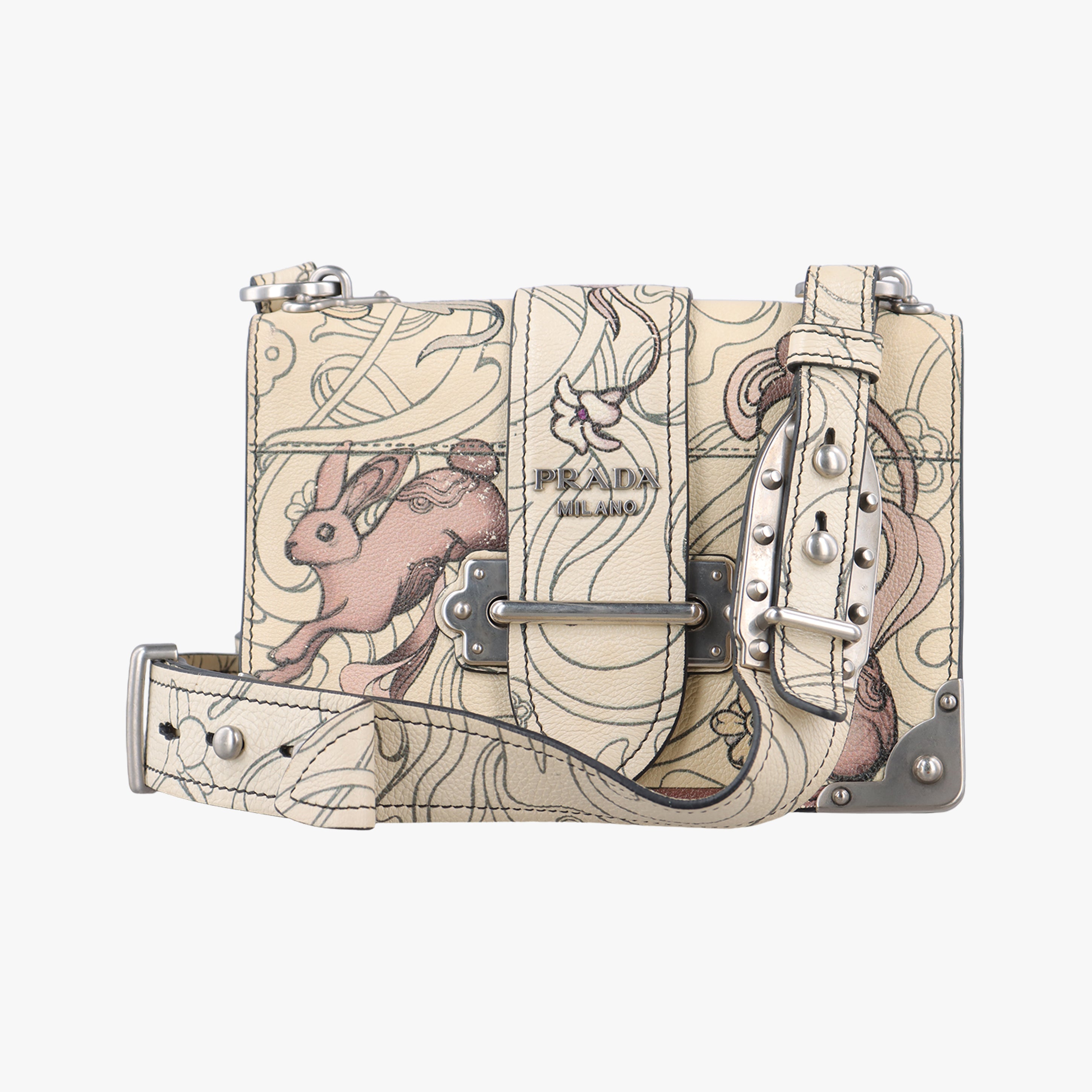 Pre-owned Prada Rabbit print Multicolour Leather  shoulderbag | stylenewstar