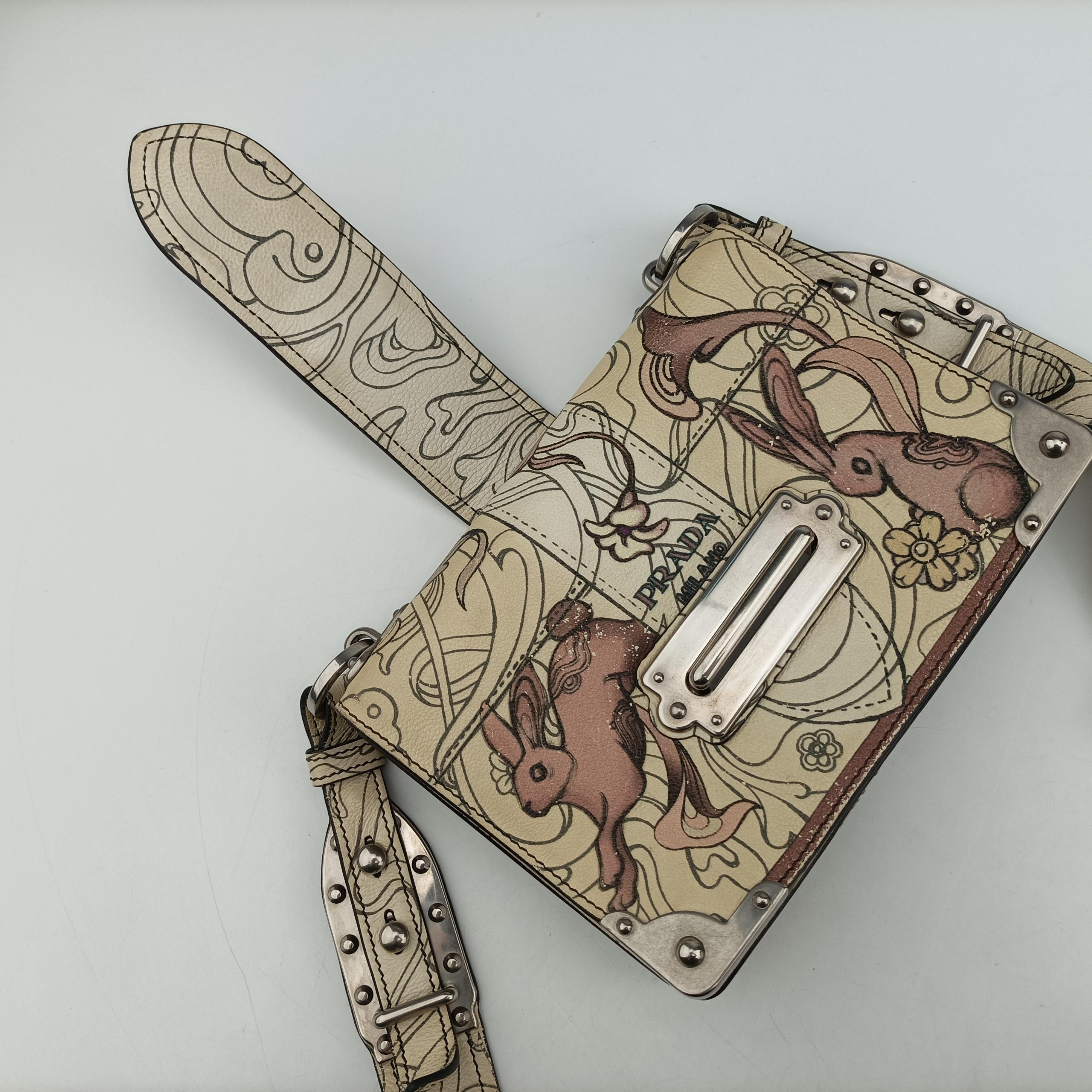Pre-owned Prada Rabbit print Multicolour Leather  shoulderbag | stylenewstar