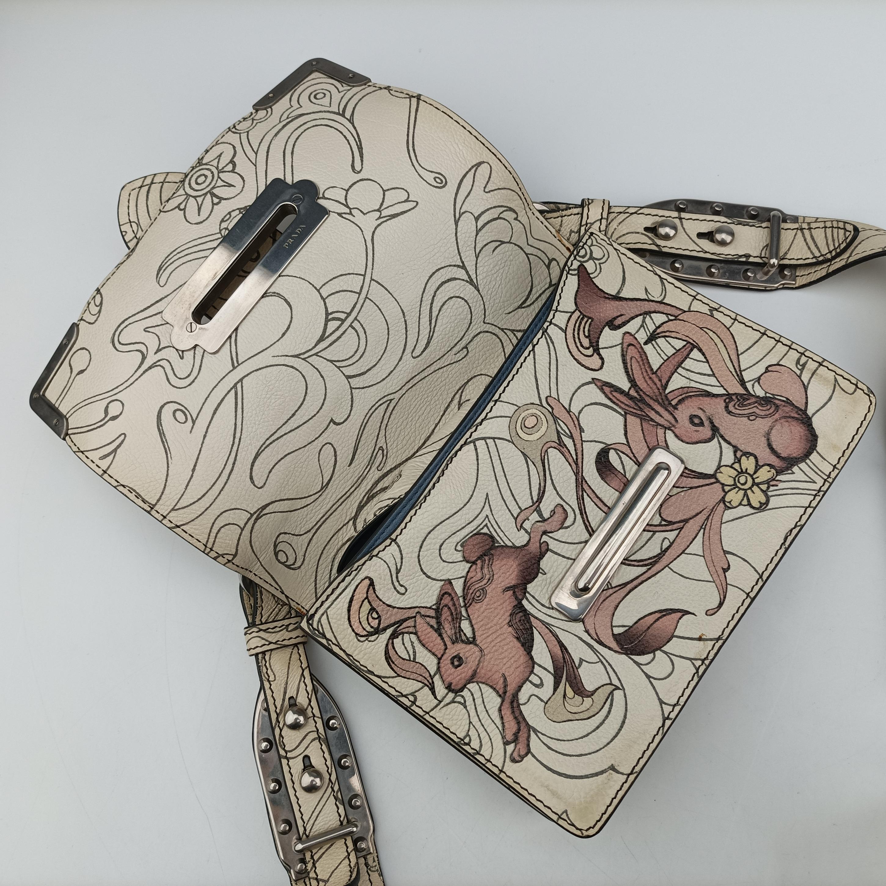 Pre-owned Prada Rabbit print Multicolour Leather  shoulderbag | stylenewstar