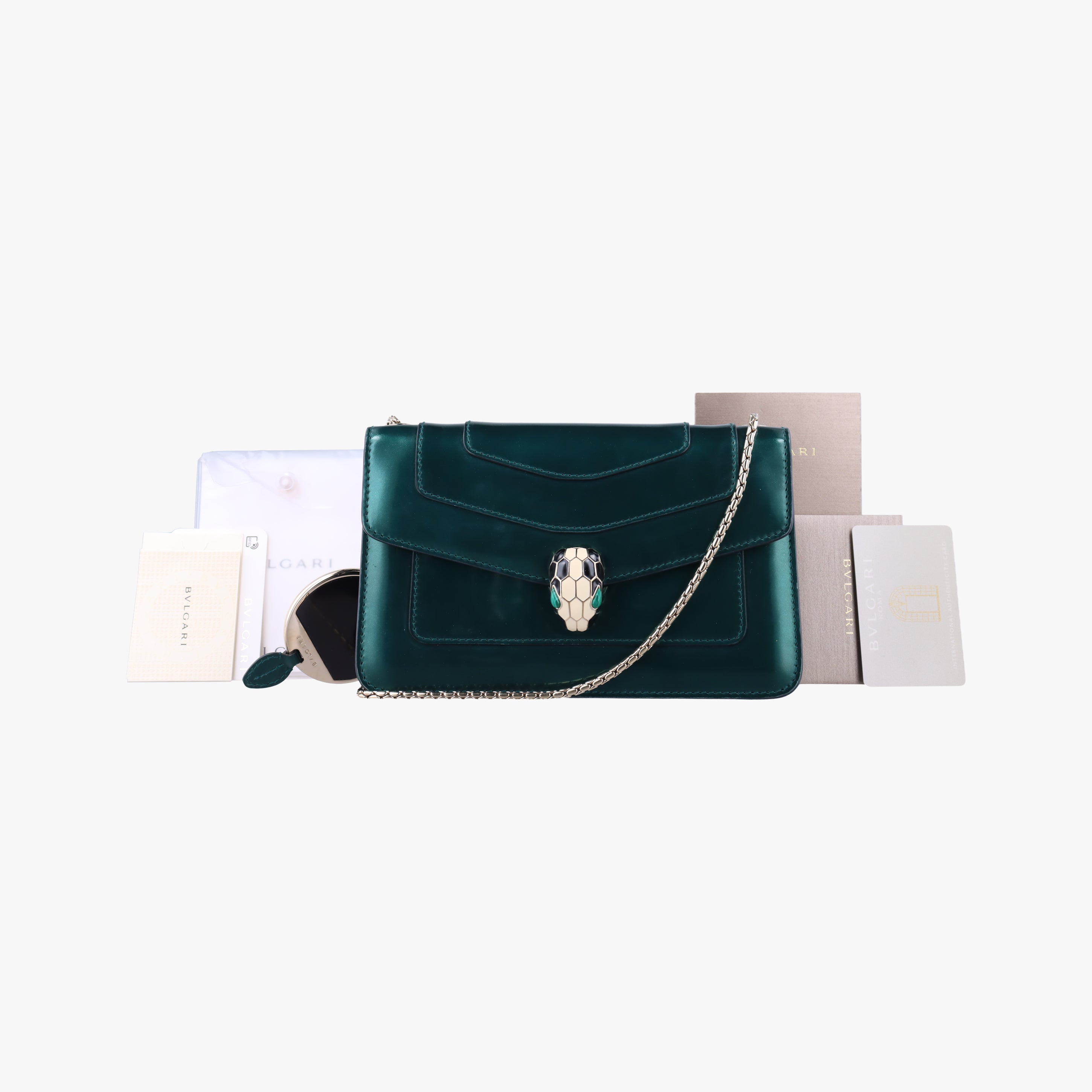 Pre-owned Bvlgari SERPENTI FOREVER Green leather  shoulderbag | stylenewstar
