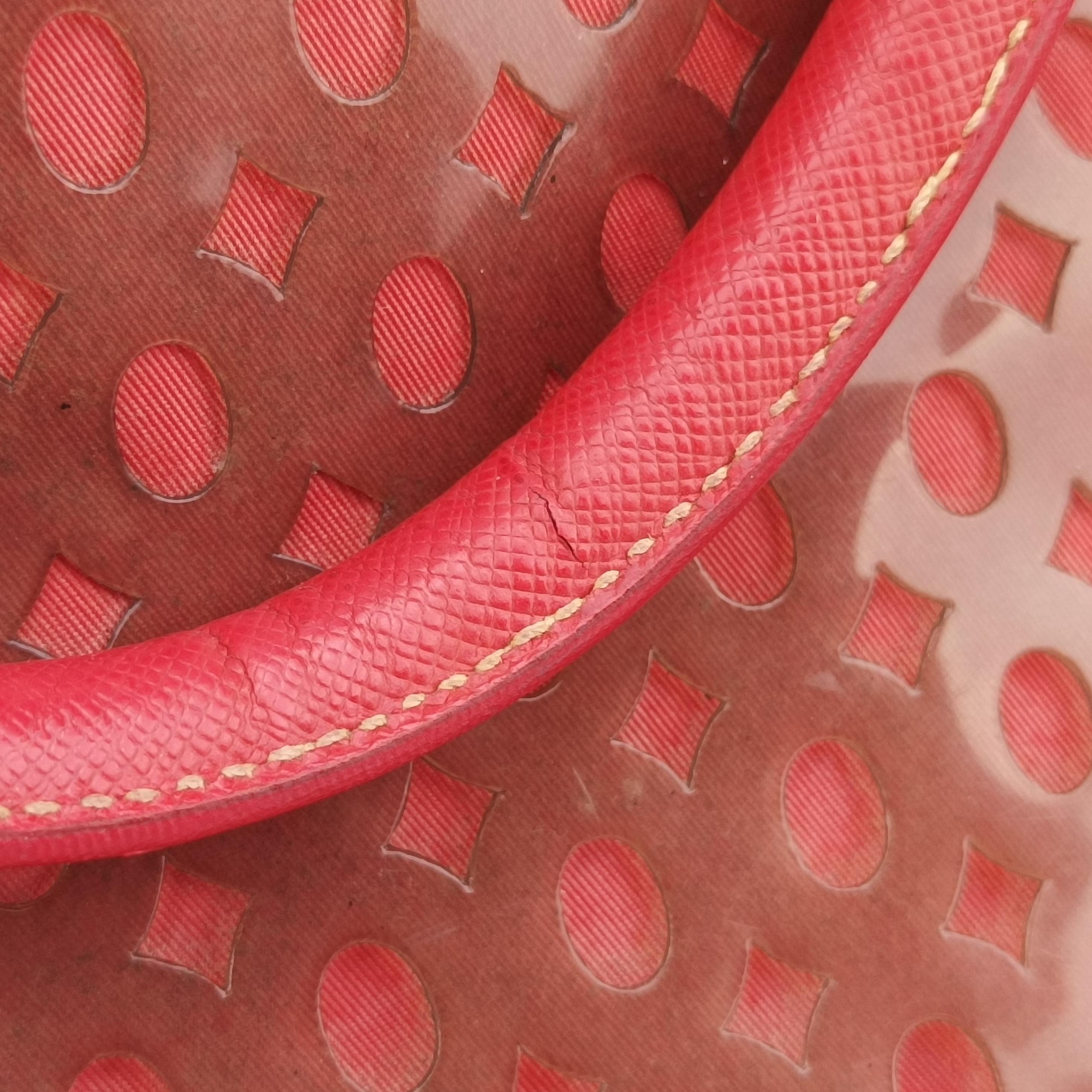 Pre-owned Prada Perforated Tote Red PVC  shoulderbag | stylenewstar
