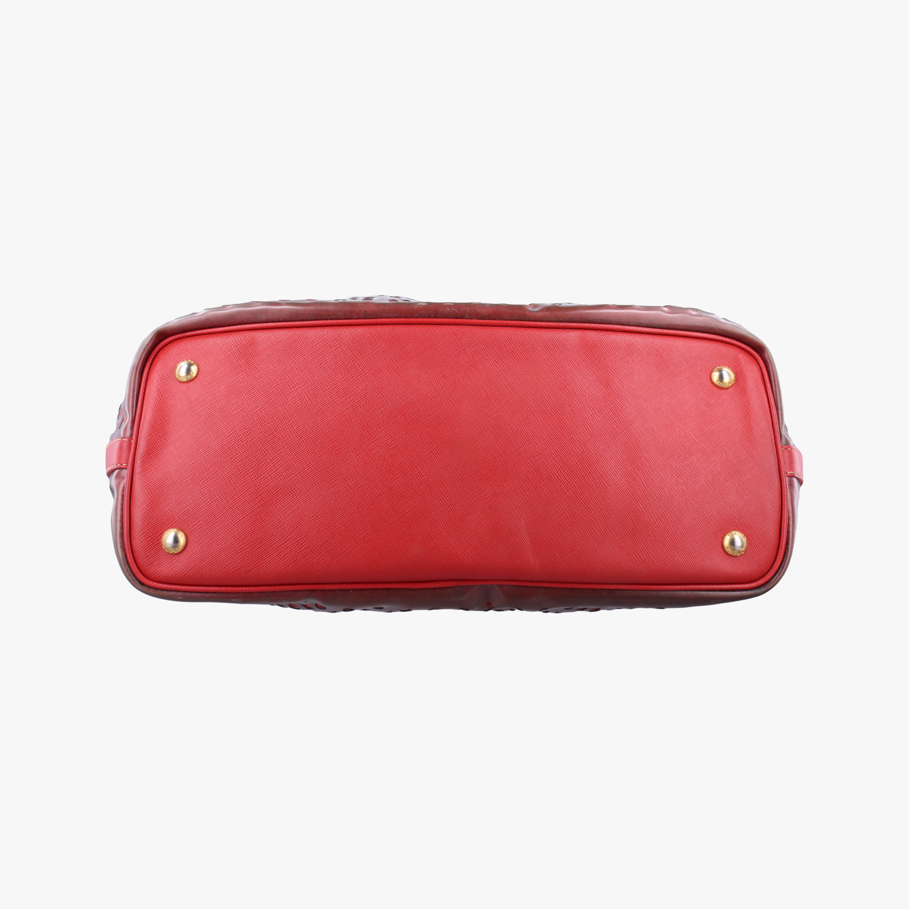 Pre-owned Prada Perforated Tote Red PVC  shoulderbag | stylenewstar