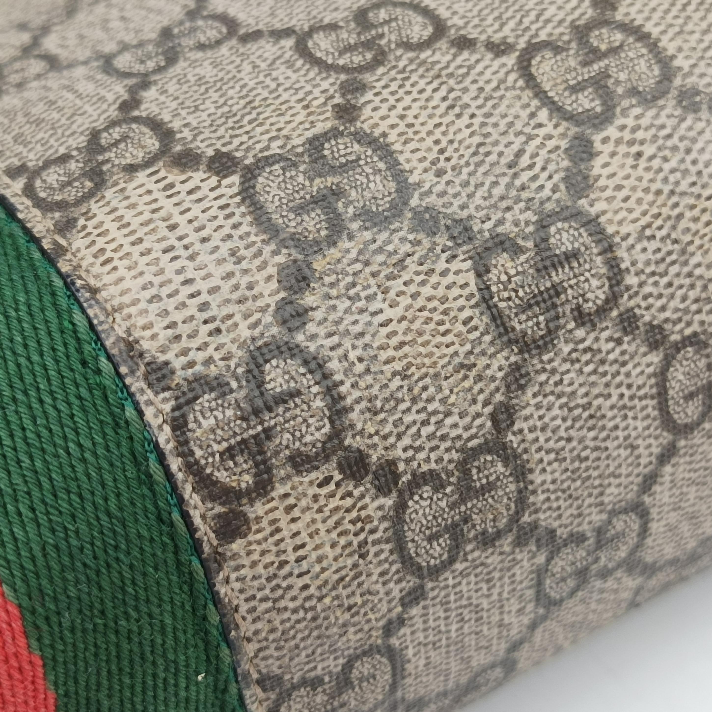 Pre-owned Gucci Ophidia Brown×Red×Green PVC coated canvas×leather 503877 shoulderbag | stylenewstar