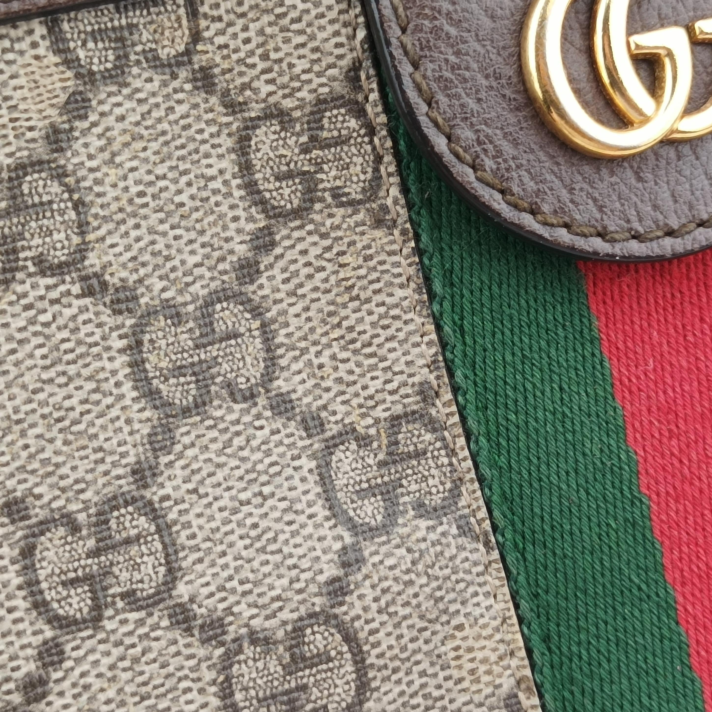 Pre-owned Gucci Ophidia Brown×Red×Green PVC coated canvas×leather 503877 shoulderbag | stylenewstar