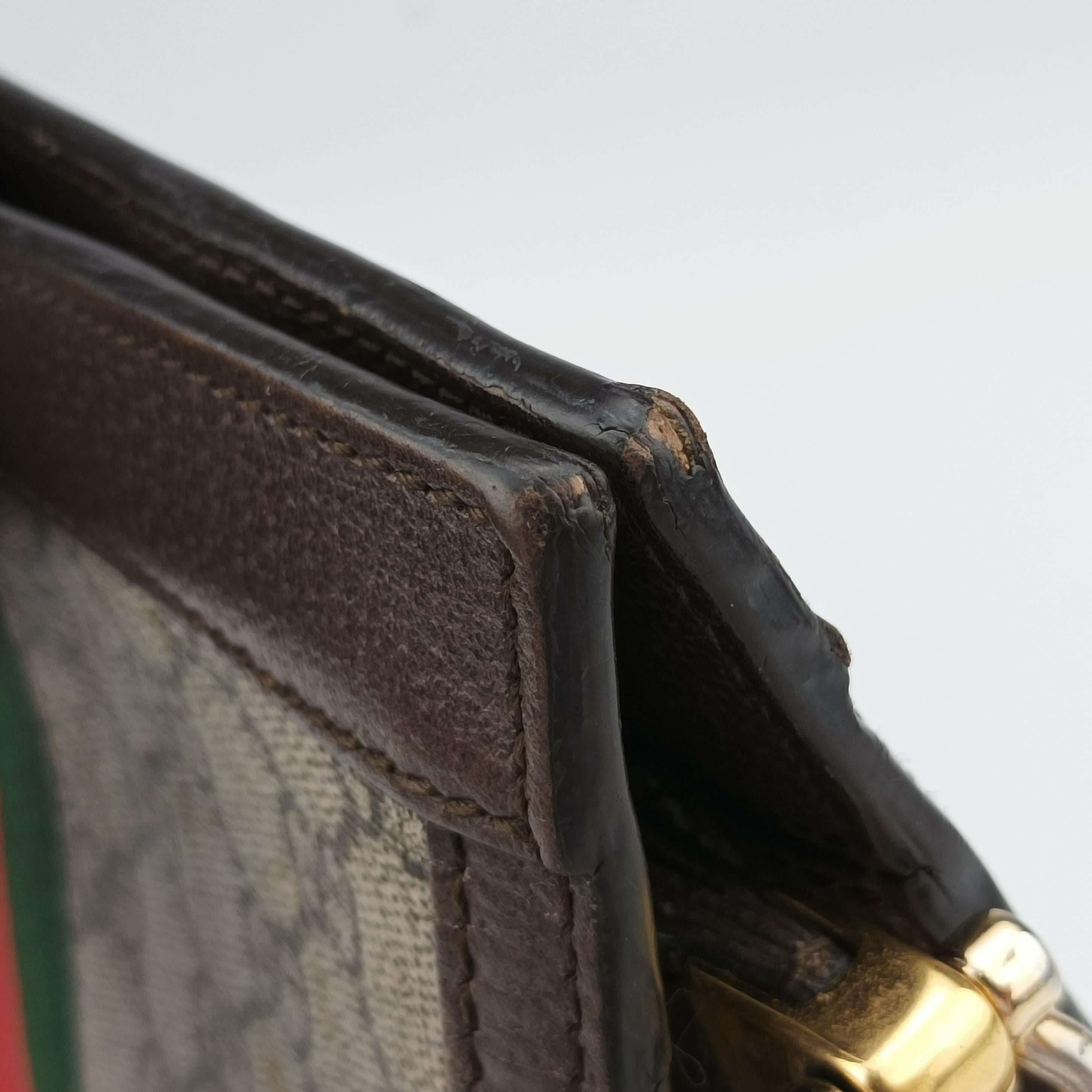 Pre-owned Gucci Ophidia Brown×Red×Green PVC coated canvas×leather 503877 shoulderbag | stylenewstar