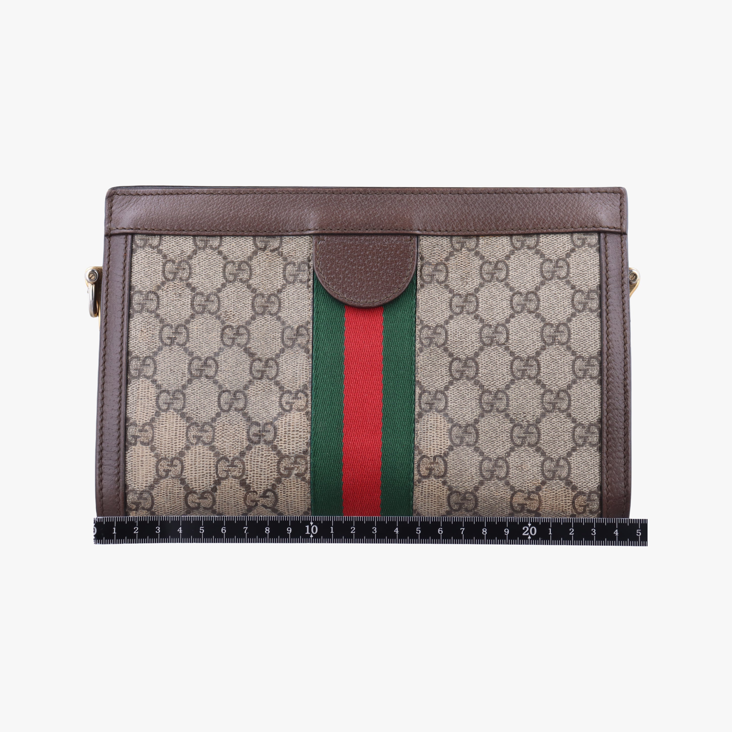 Pre-owned Gucci Ophidia Brown×Red×Green PVC coated canvas×leather 503877 shoulderbag | stylenewstar