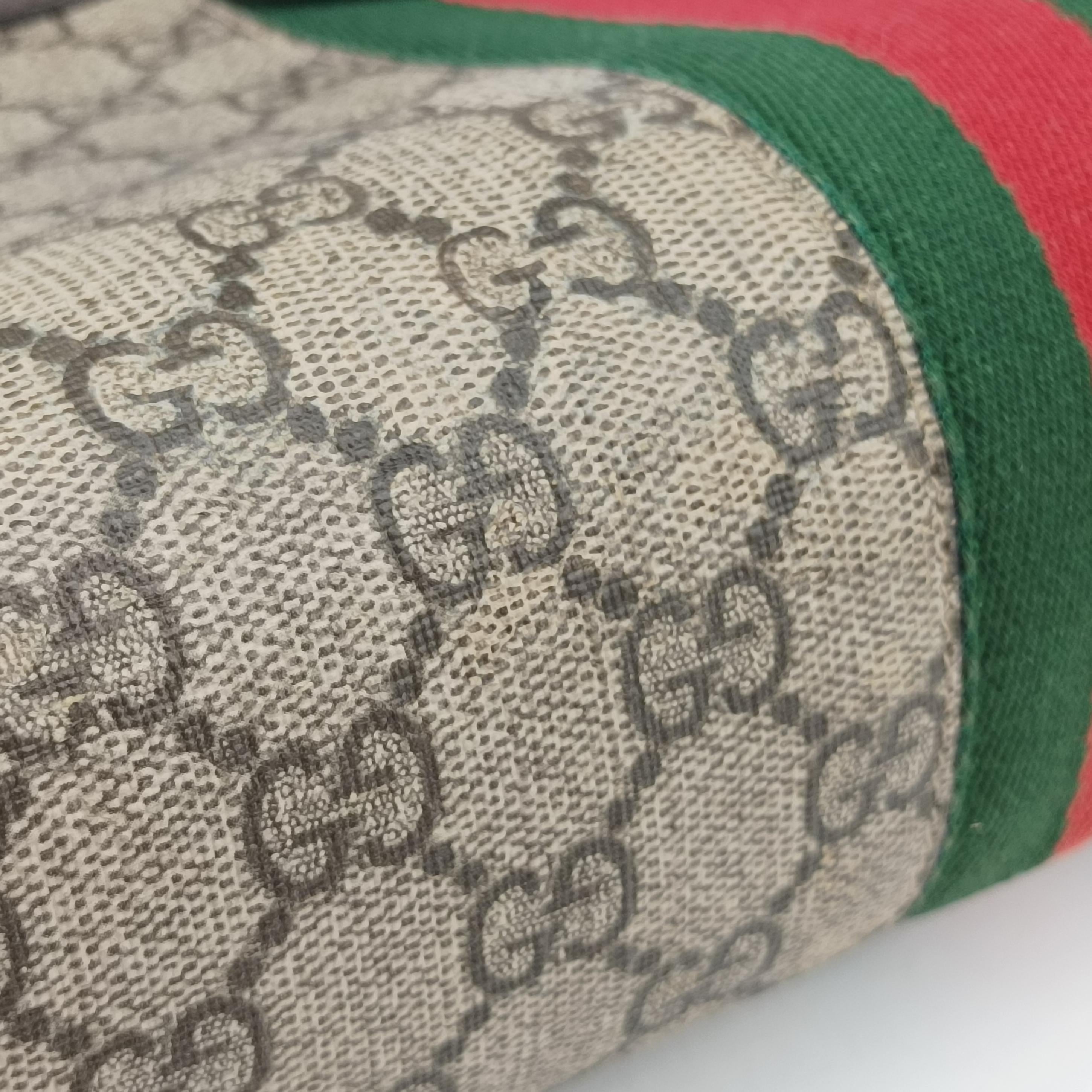 Pre-owned Gucci Ophidia Brown×Red×Green PVC coated canvas×leather 503877 shoulderbag | stylenewstar