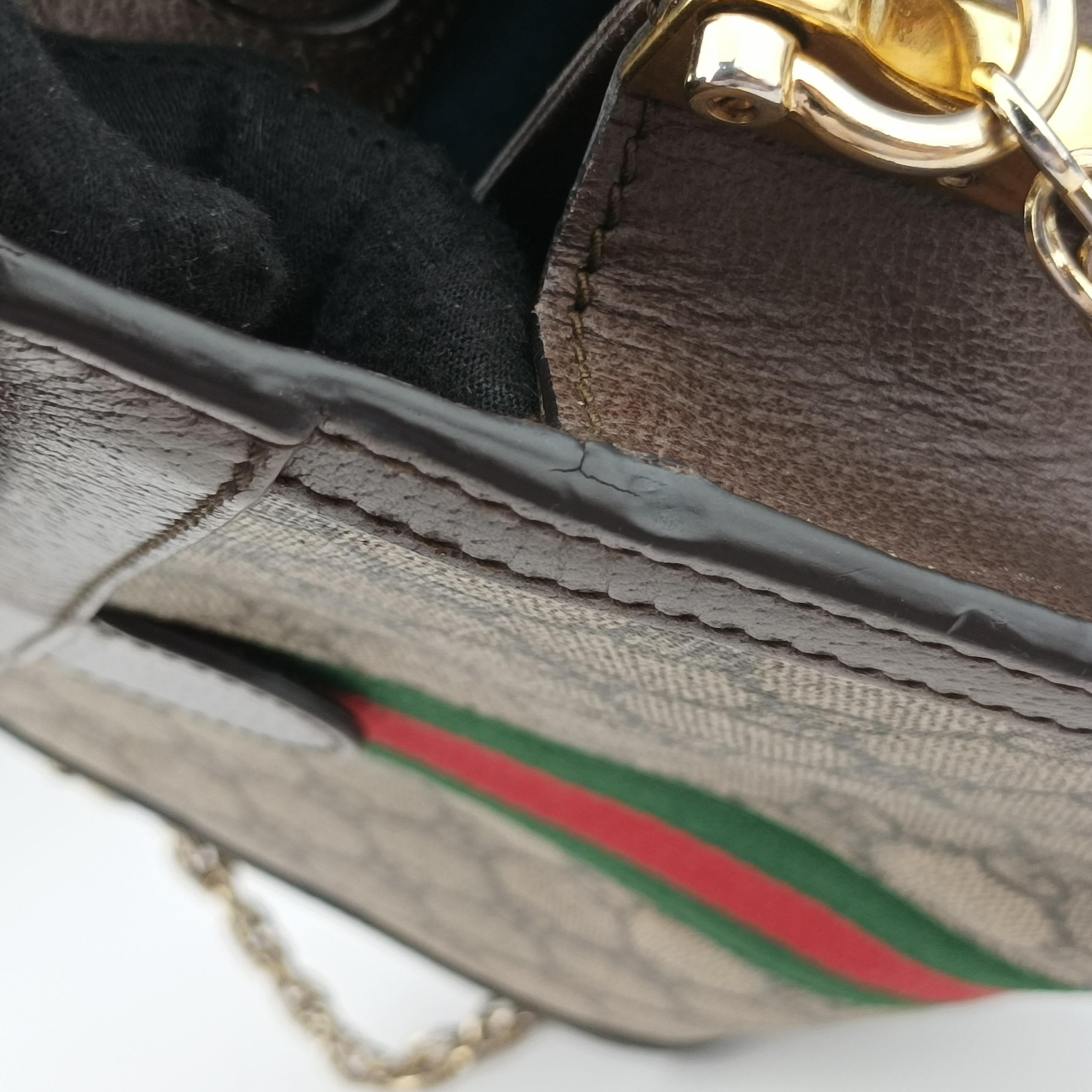 Pre-owned Gucci Ophidia Brown×Red×Green PVC coated canvas×leather 503877 shoulderbag | stylenewstar
