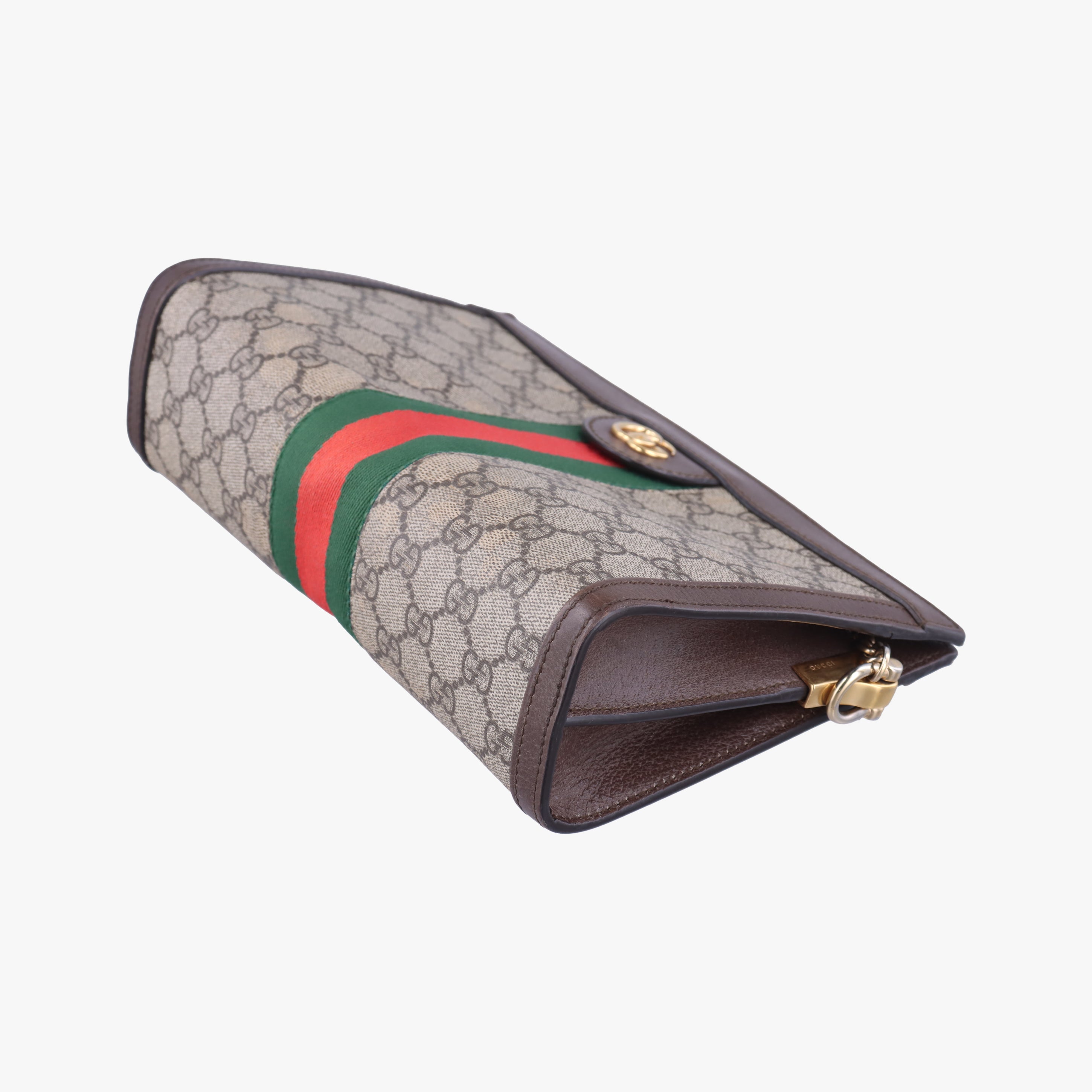 Pre-owned Gucci Ophidia Brown×Red×Green PVC coated canvas×leather 503877 shoulderbag | stylenewstar
