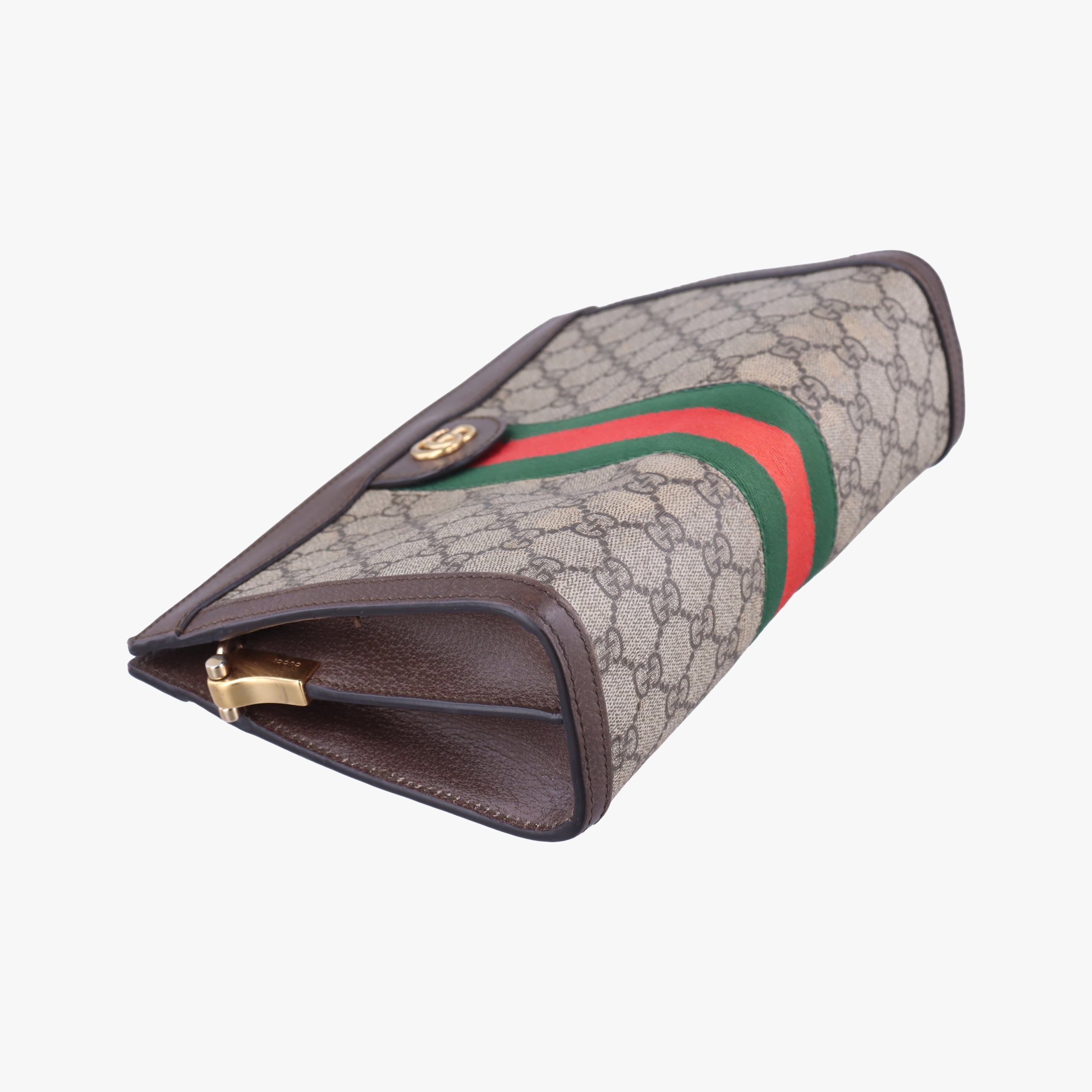 Pre-owned Gucci Ophidia Brown×Red×Green PVC coated canvas×leather 503877 shoulderbag | stylenewstar