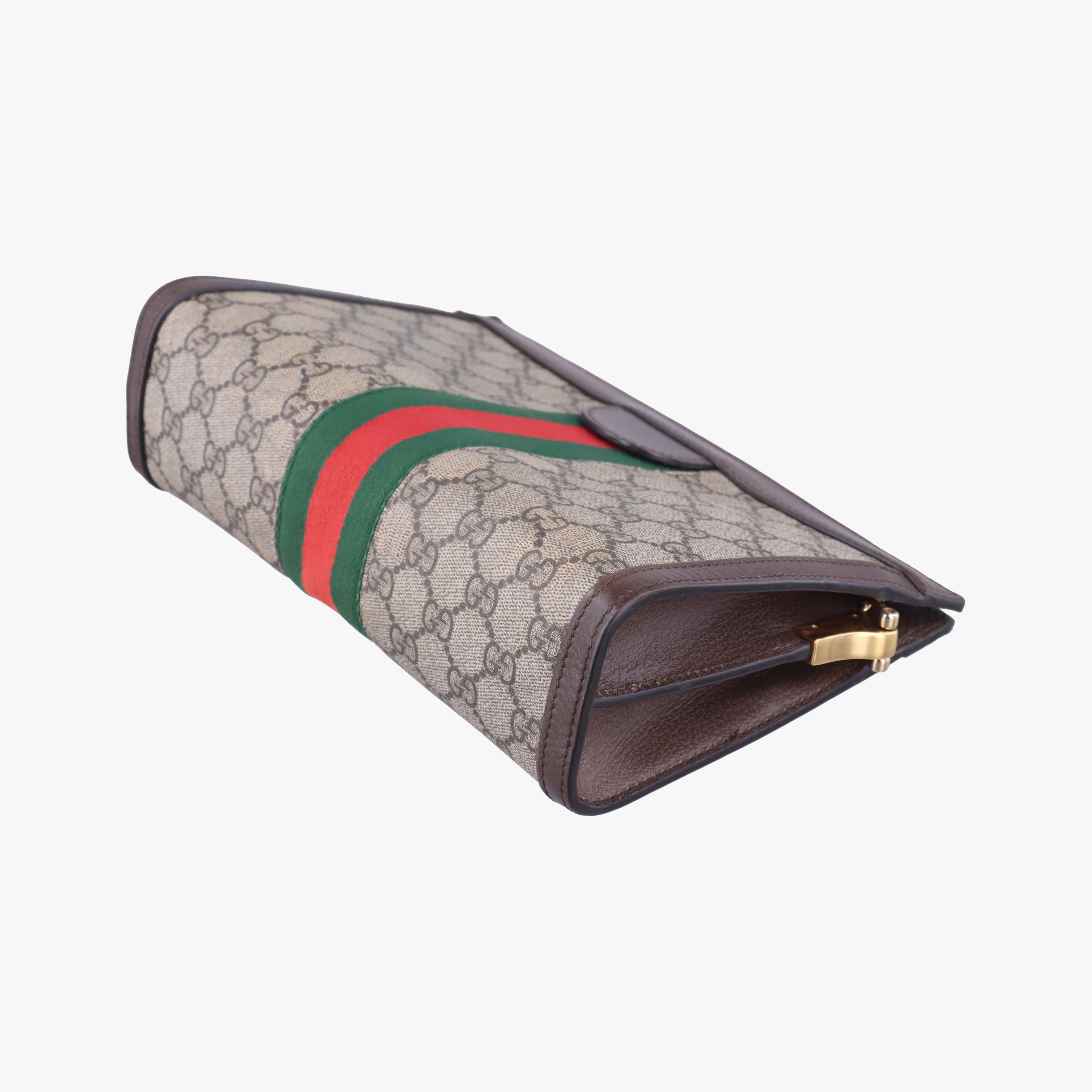 Pre-owned Gucci Ophidia Brown×Red×Green PVC coated canvas×leather 503877 shoulderbag | stylenewstar