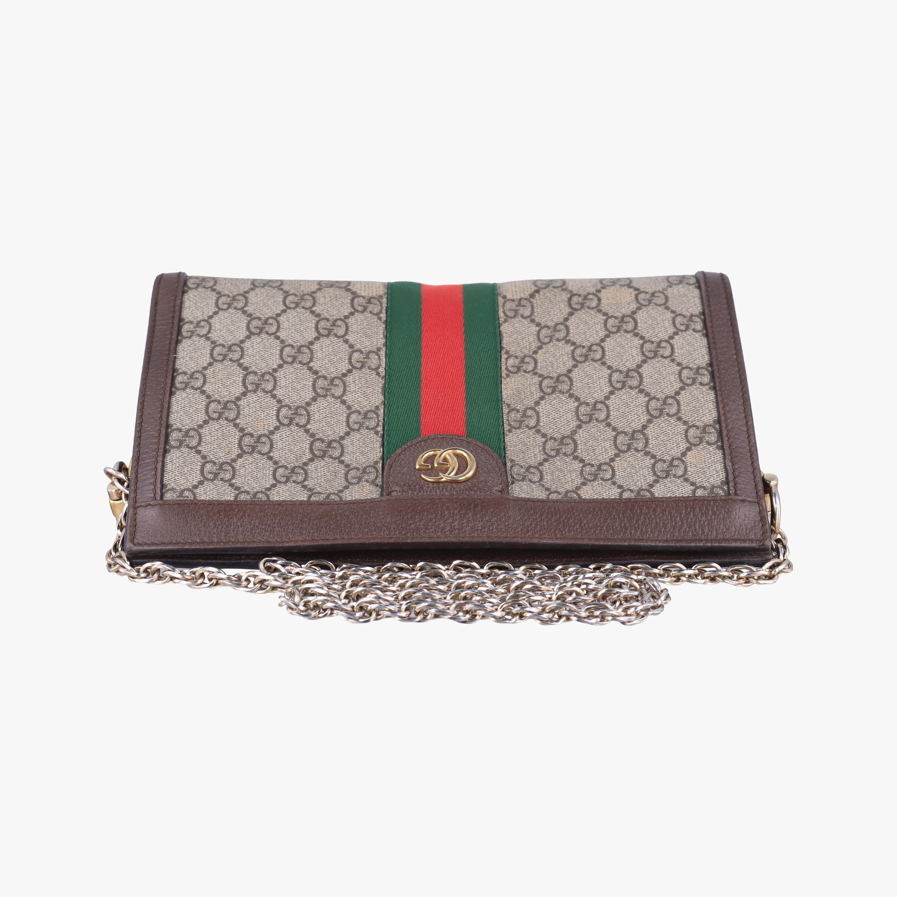 Pre-owned Gucci Ophidia Brown×Red×Green PVC coated canvas×leather 503877 shoulderbag | stylenewstar