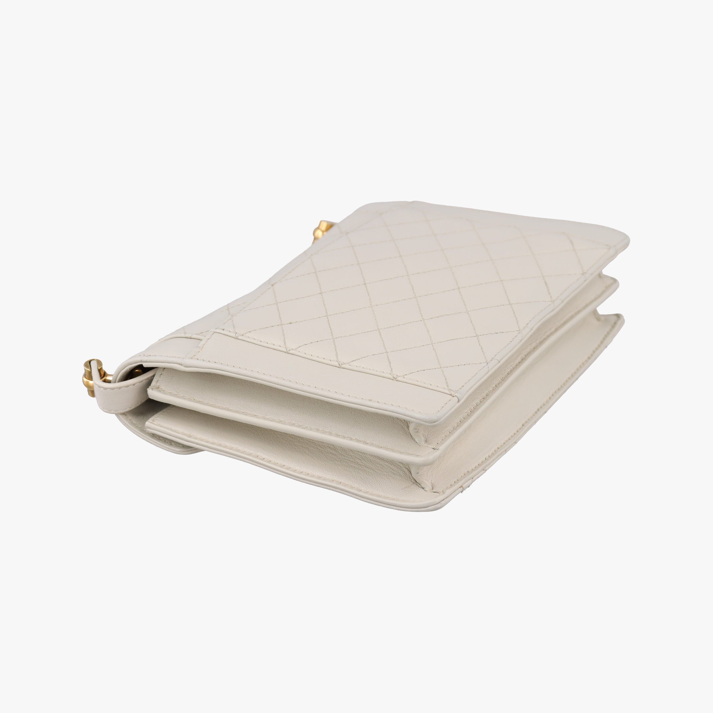 Pre-owned Yves Saint Laurent Gaby White Leather 685574 shoulderbag | stylenewstar