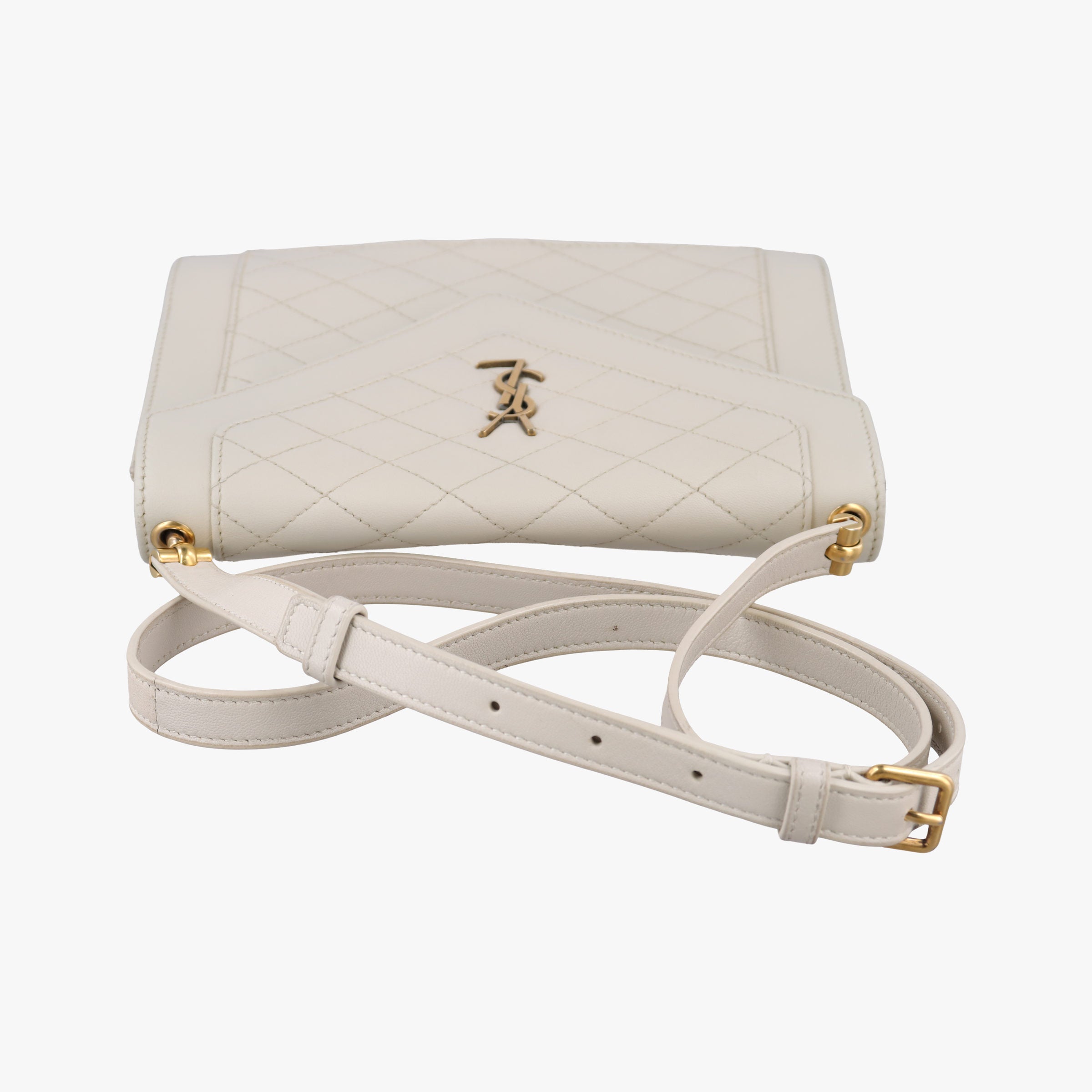 Pre-owned Yves Saint Laurent Gaby White Leather 685574 shoulderbag | stylenewstar