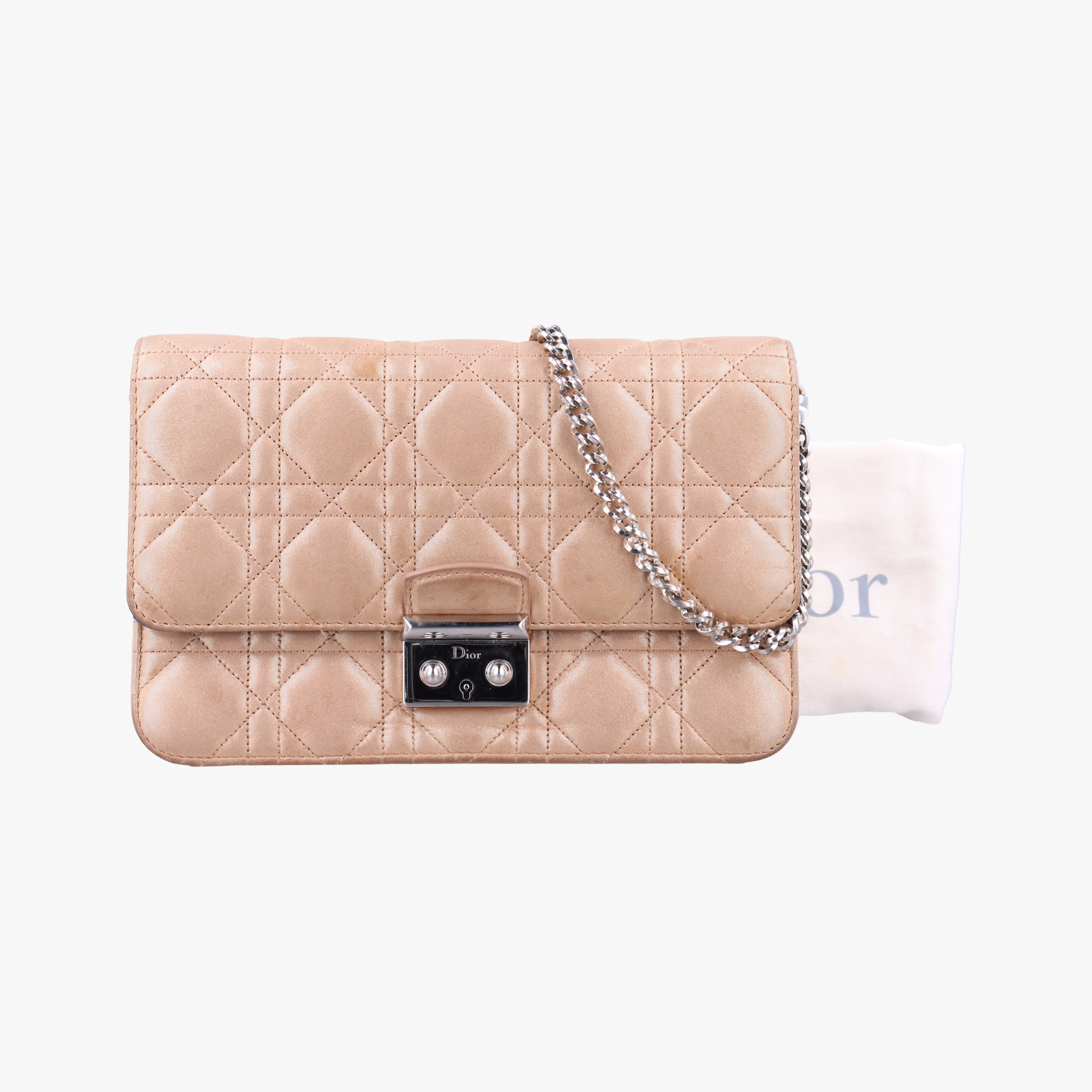 Pre-owned Christian Dior Miss Dior Golden Leather  shoulderbag | stylenewstar