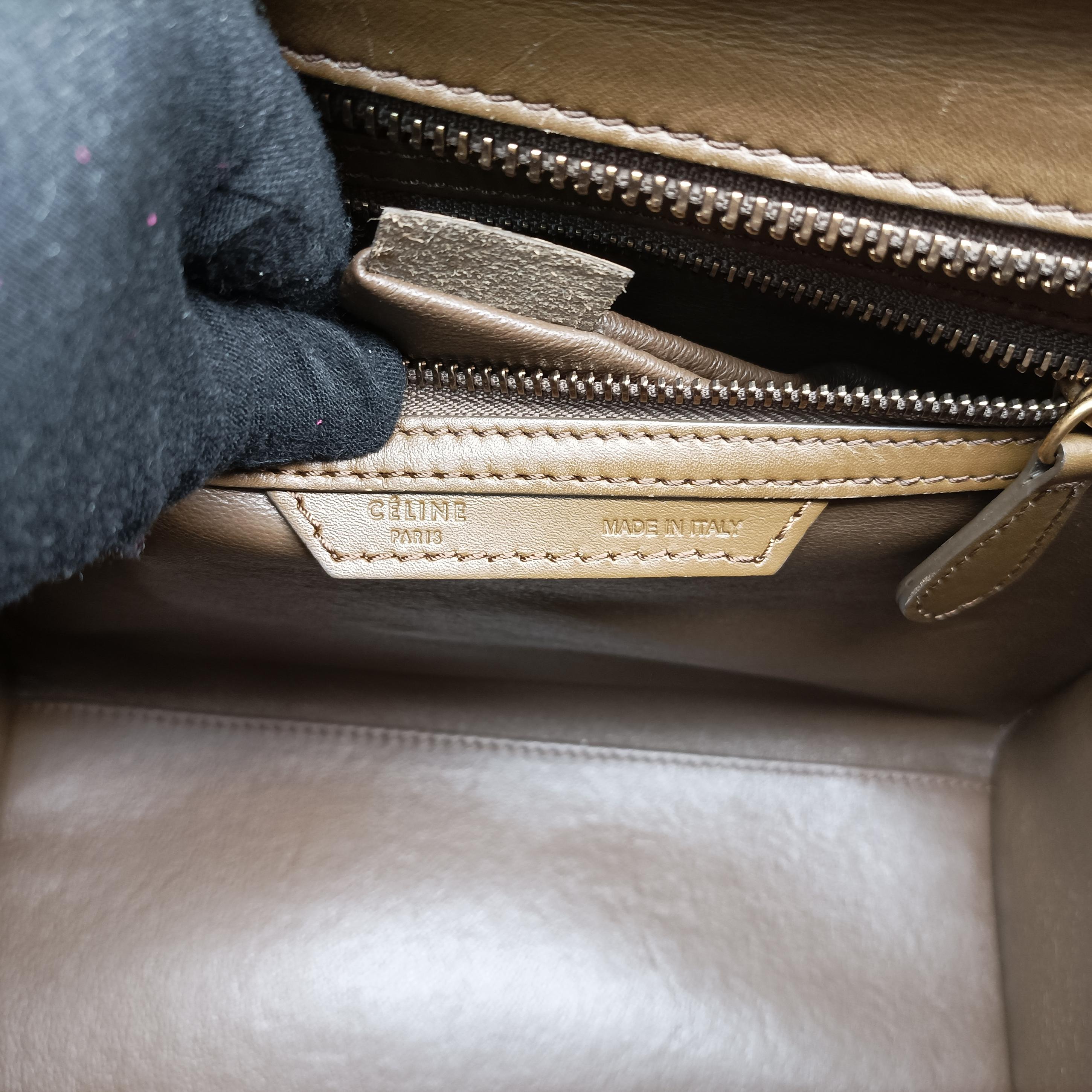 Pre-owned Celine Luggage Mini Shopper Beige×white×black Suede × Leather  handbag | stylenewstar