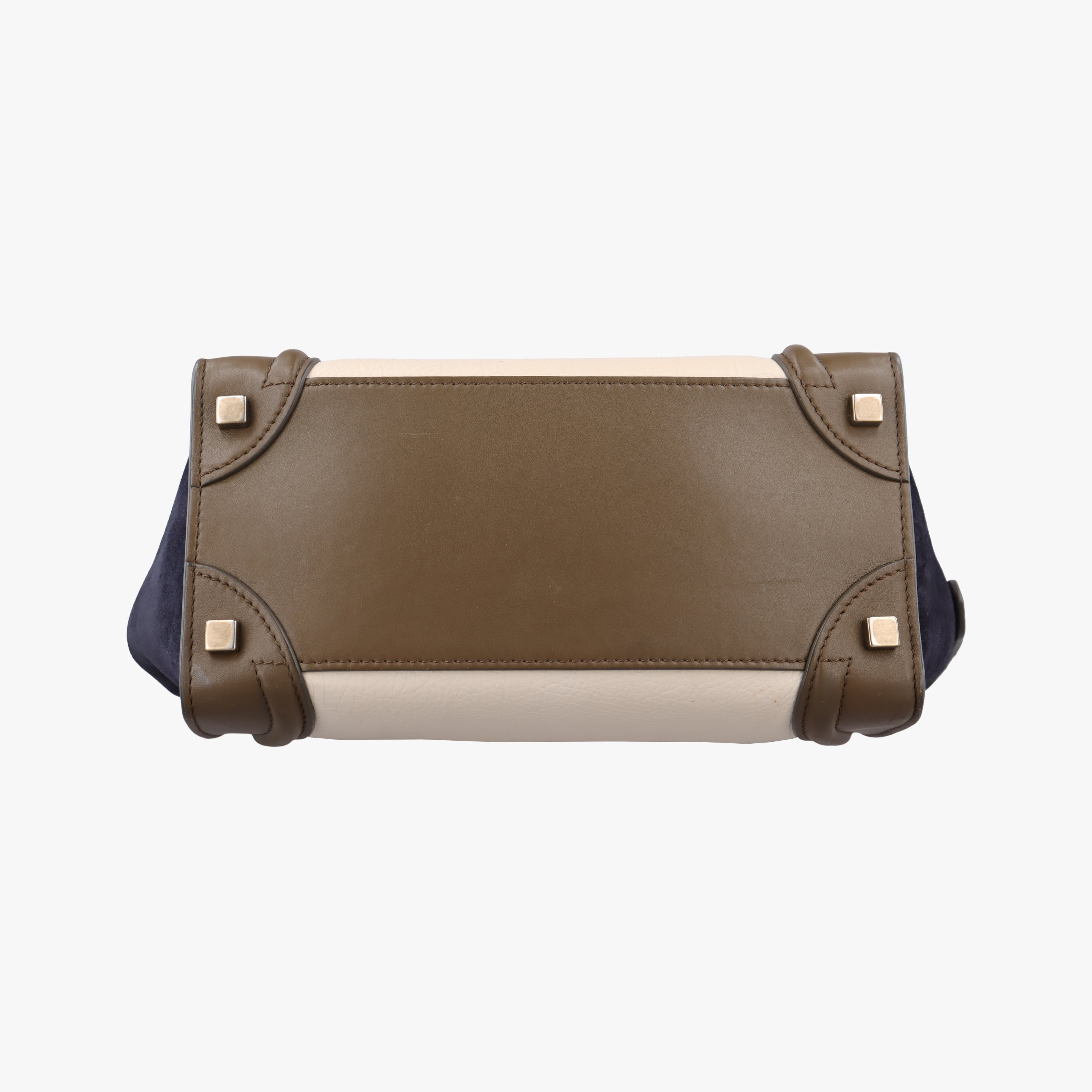 Pre-owned Celine Luggage Mini Shopper Beige×white×black Suede × Leather  handbag | stylenewstar