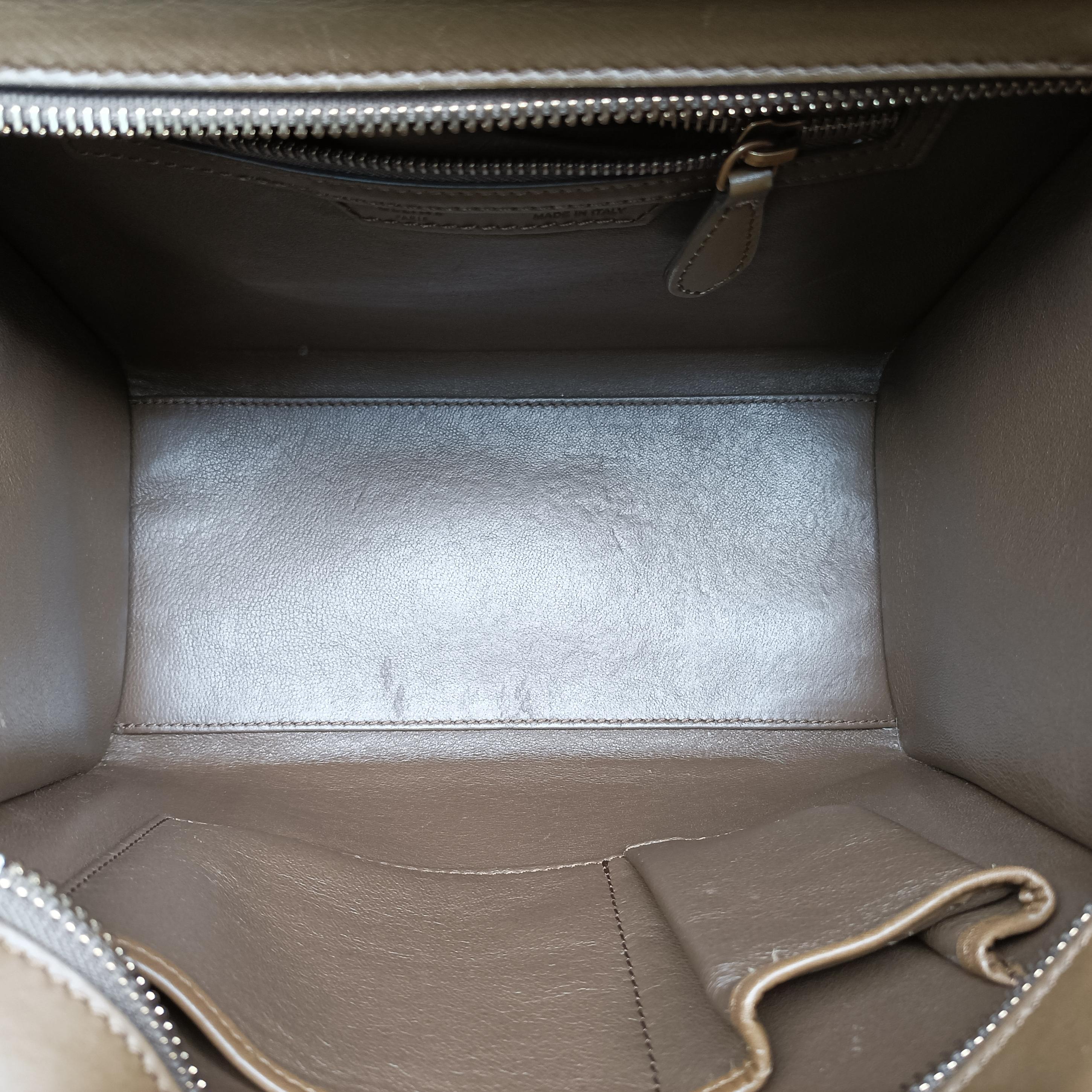 Pre-owned Celine Luggage Mini Shopper Beige×white×black Suede × Leather  handbag | stylenewstar