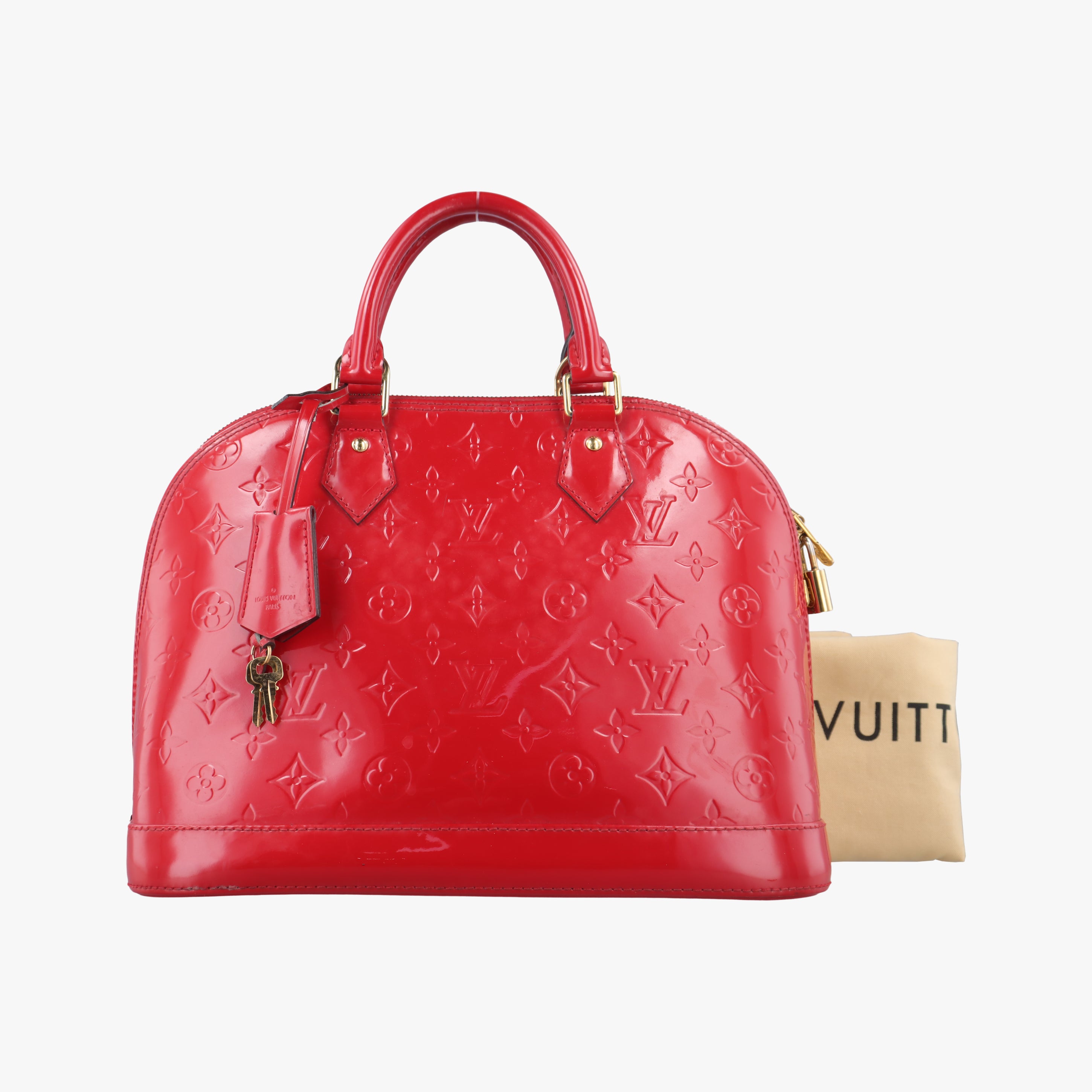 Pre-owned Louis Vuitton Alma PM pomme d'amour Vernis M90096 SN2133 pomme d'amour Vernis M90096 handbag | stylenewstar