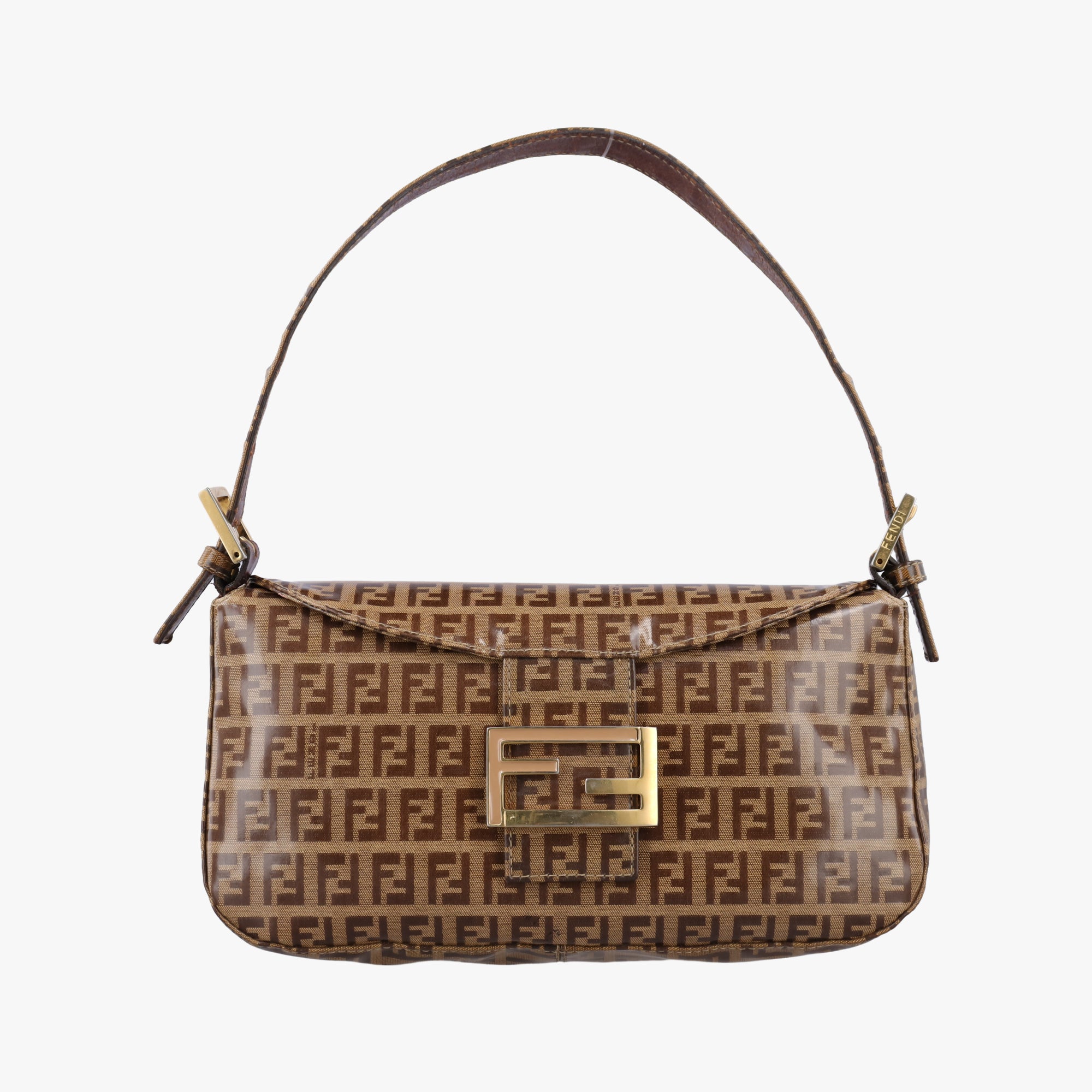 Vintage Fendi Mamma Baguette Brown PVC coated canvas 26725 handbag | stylenewstar