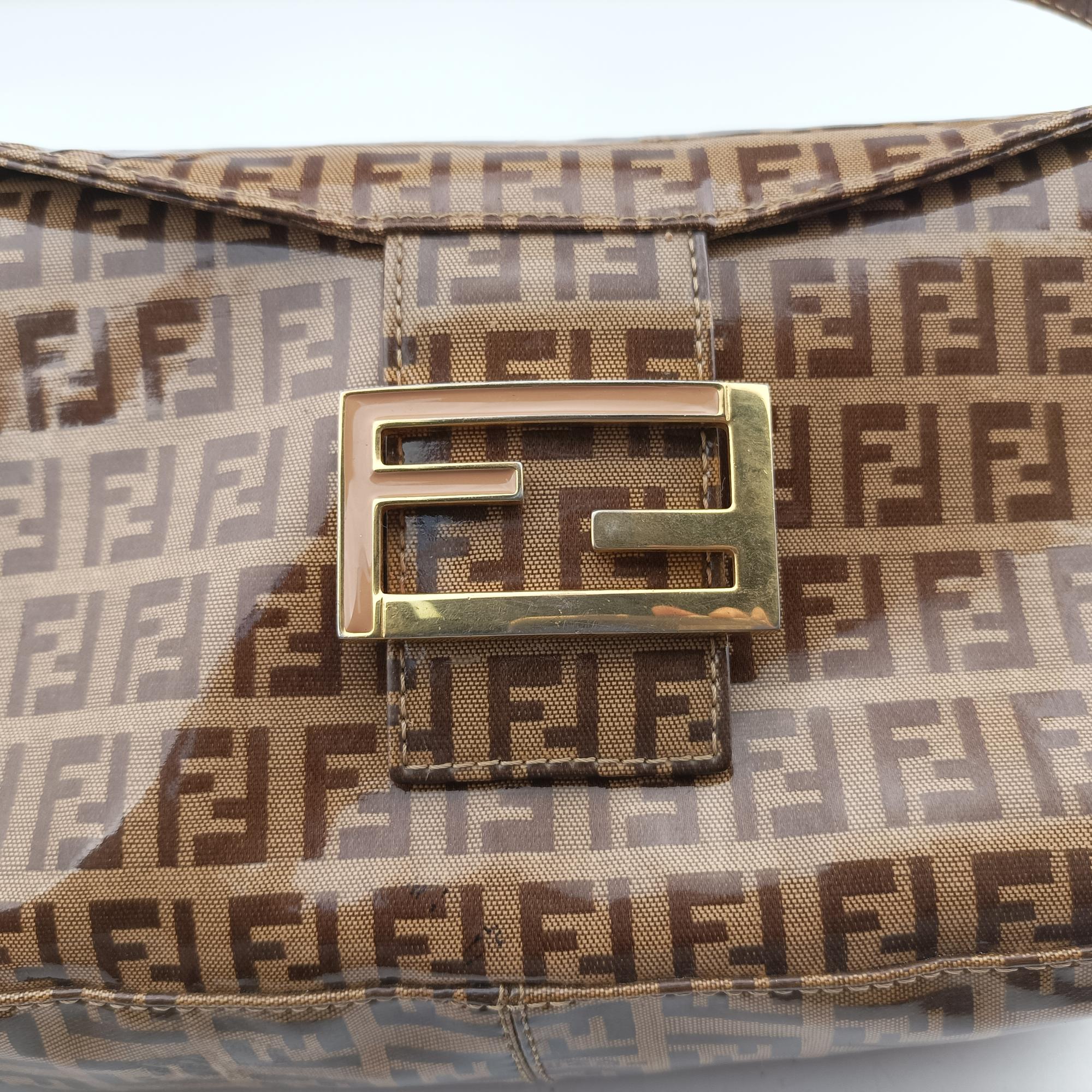 Vintage Fendi Mamma Baguette Brown PVC coated canvas 26725 handbag | stylenewstar