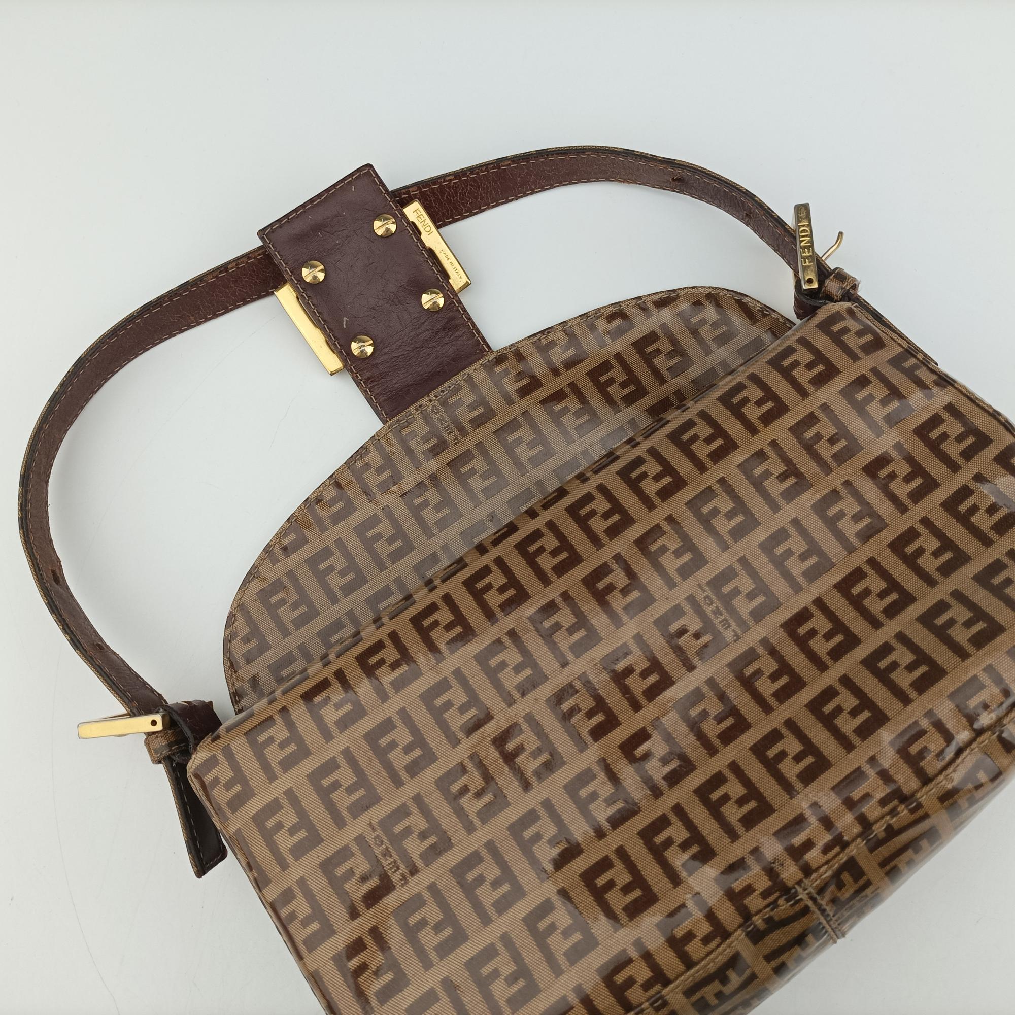 Vintage Fendi Mamma Baguette Brown PVC coated canvas 26725 handbag | stylenewstar