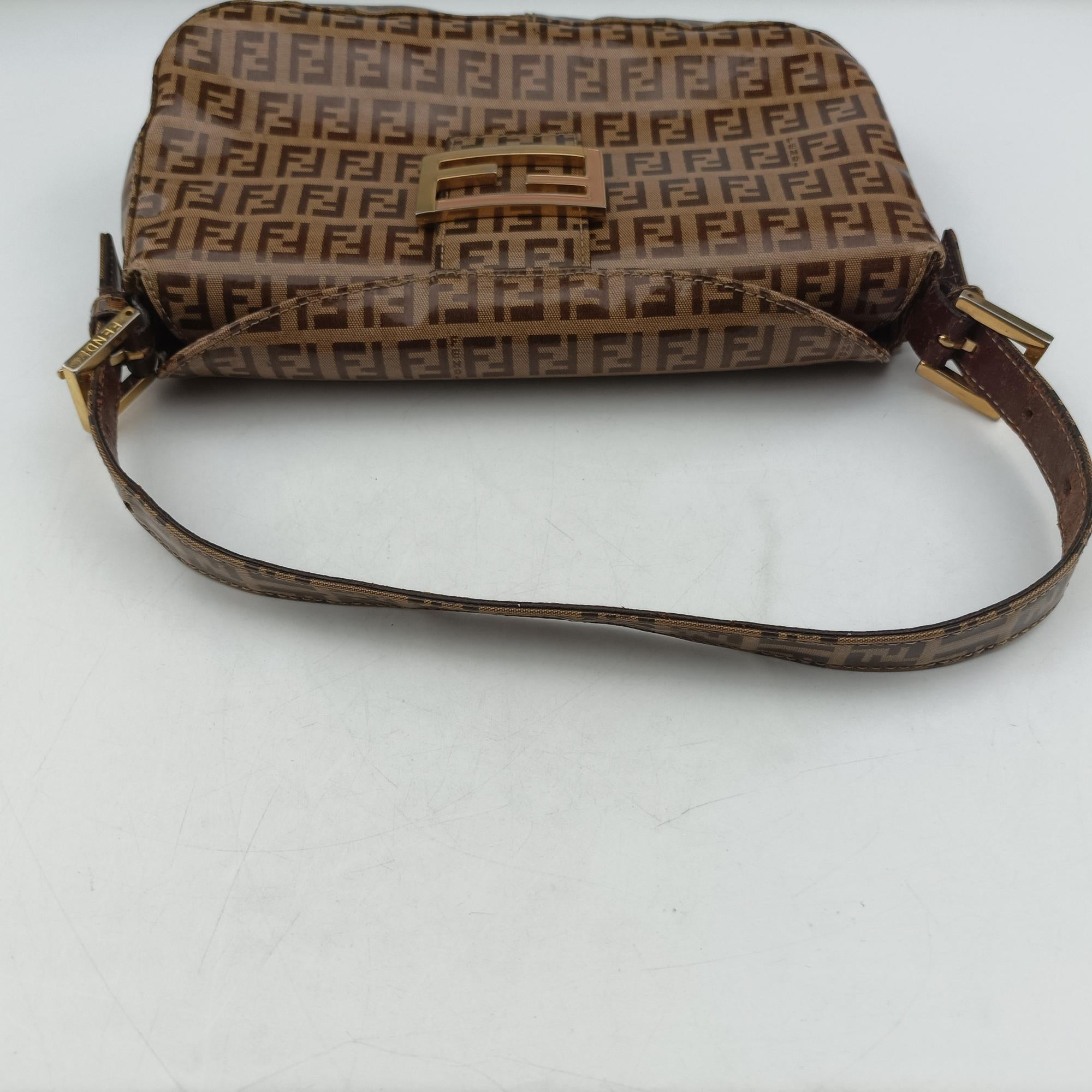 Vintage Fendi Mamma Baguette Brown PVC coated canvas 26725 handbag | stylenewstar