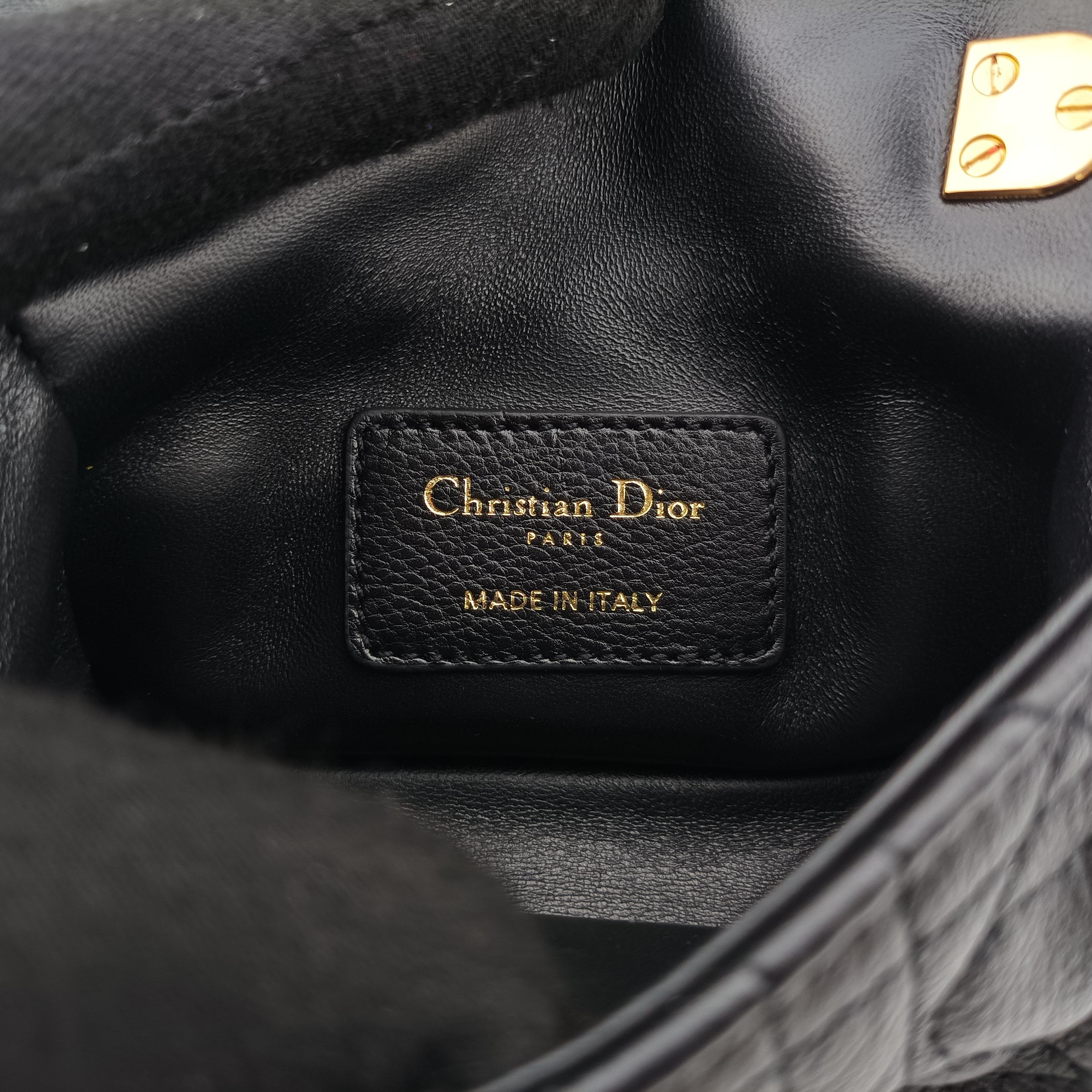 Pre-owned Christian Dior Caro micro Black Leather  shoulderbag | stylenewstar
