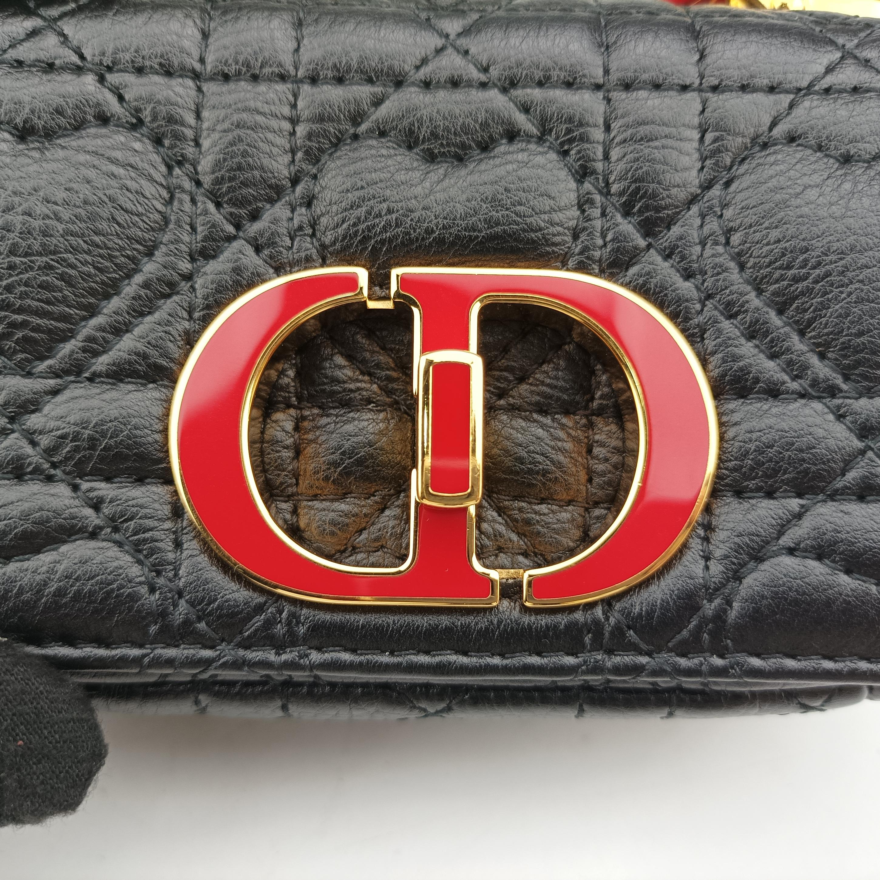 Pre-owned Christian Dior Caro micro Black Leather  shoulderbag | stylenewstar