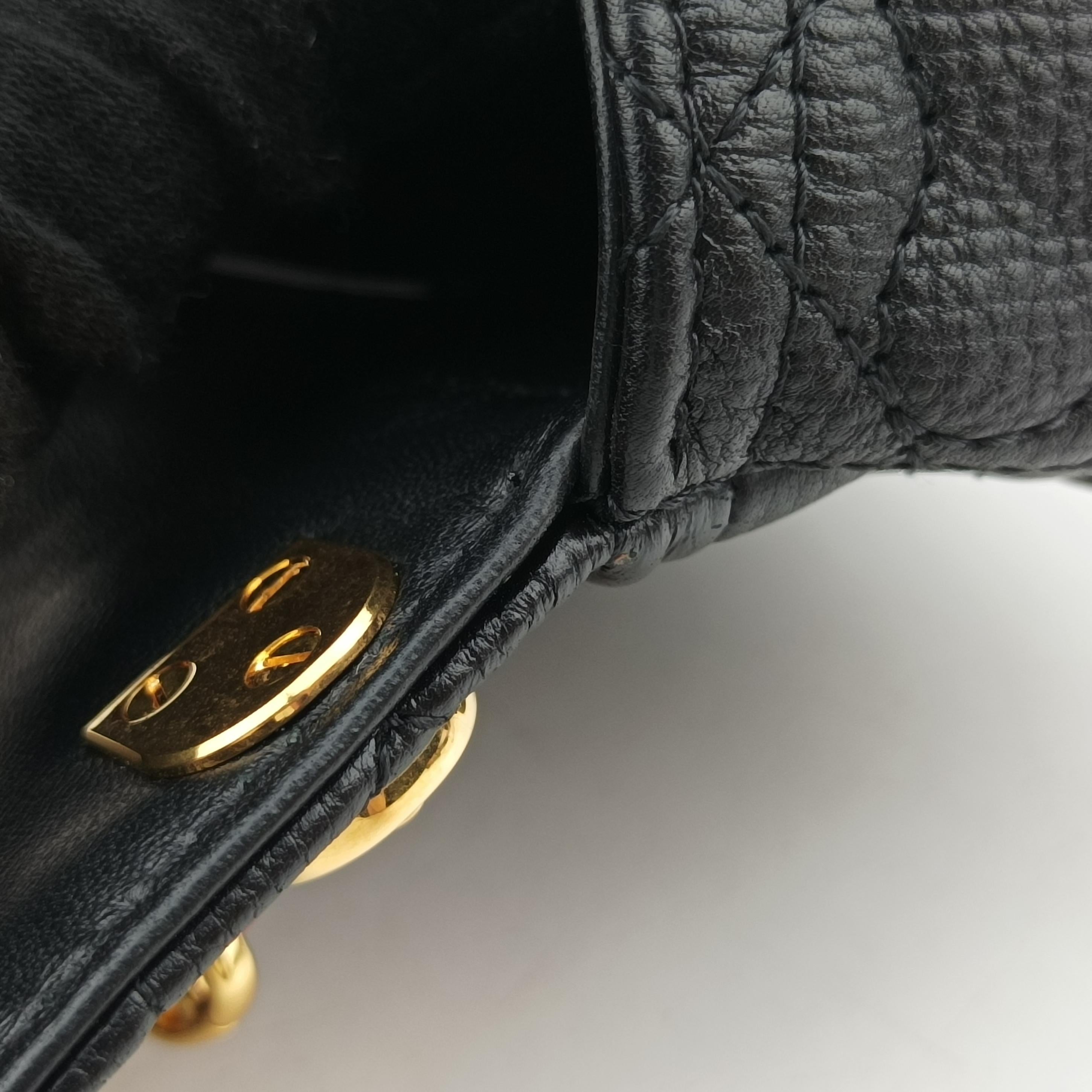 Pre-owned Christian Dior Caro micro Black Leather  shoulderbag | stylenewstar