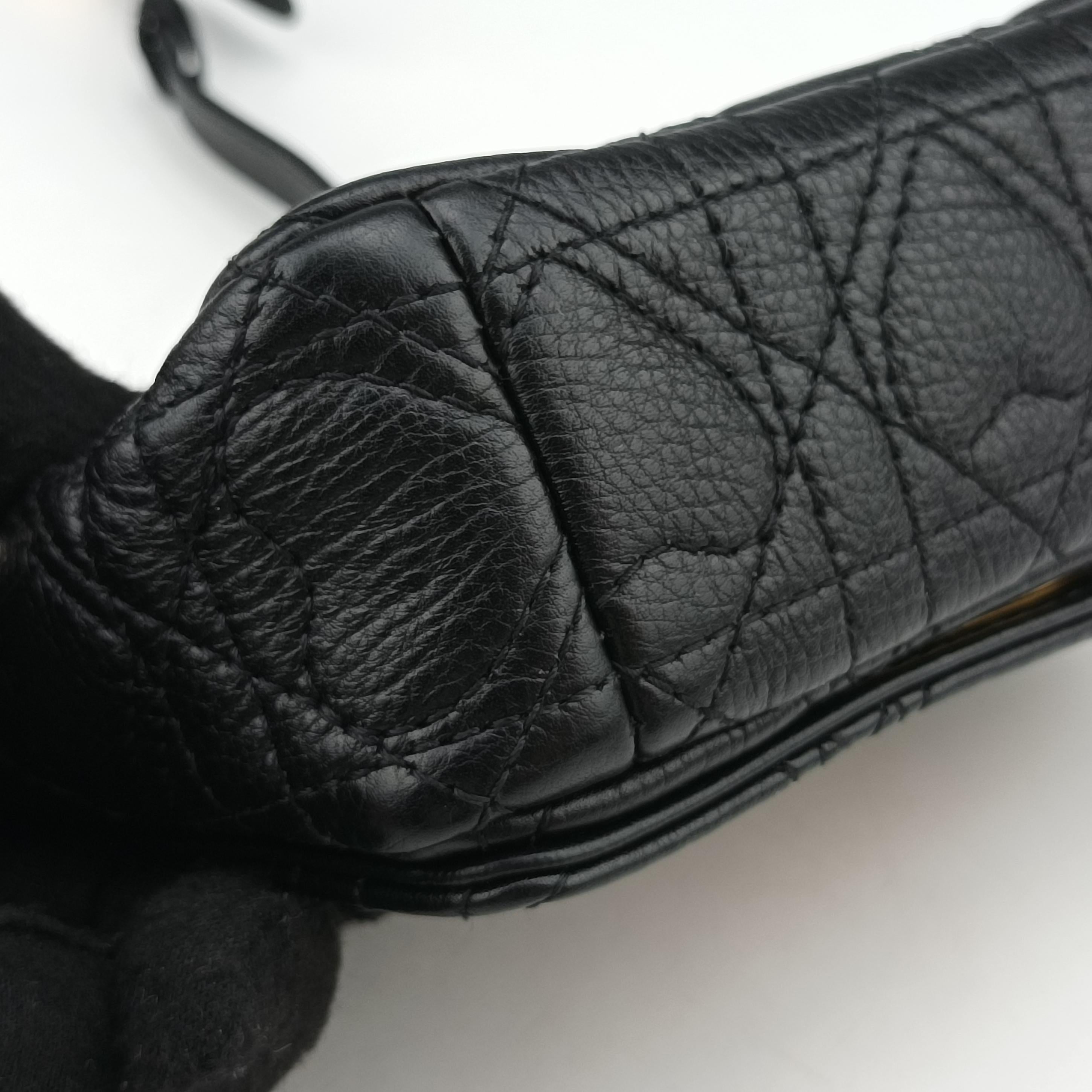 Pre-owned Christian Dior Caro micro Black Leather  shoulderbag | stylenewstar