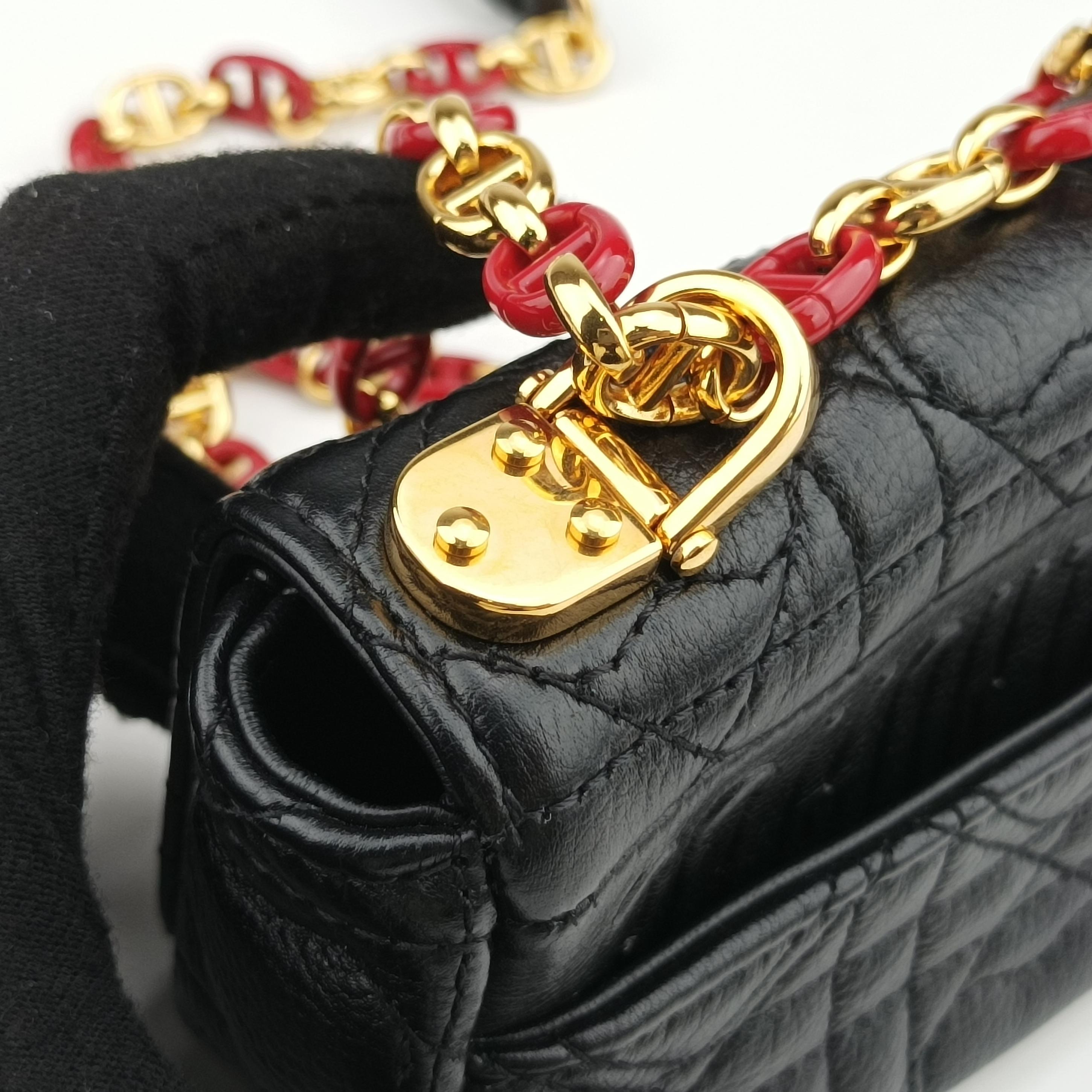 Pre-owned Christian Dior Caro micro Black Leather  shoulderbag | stylenewstar