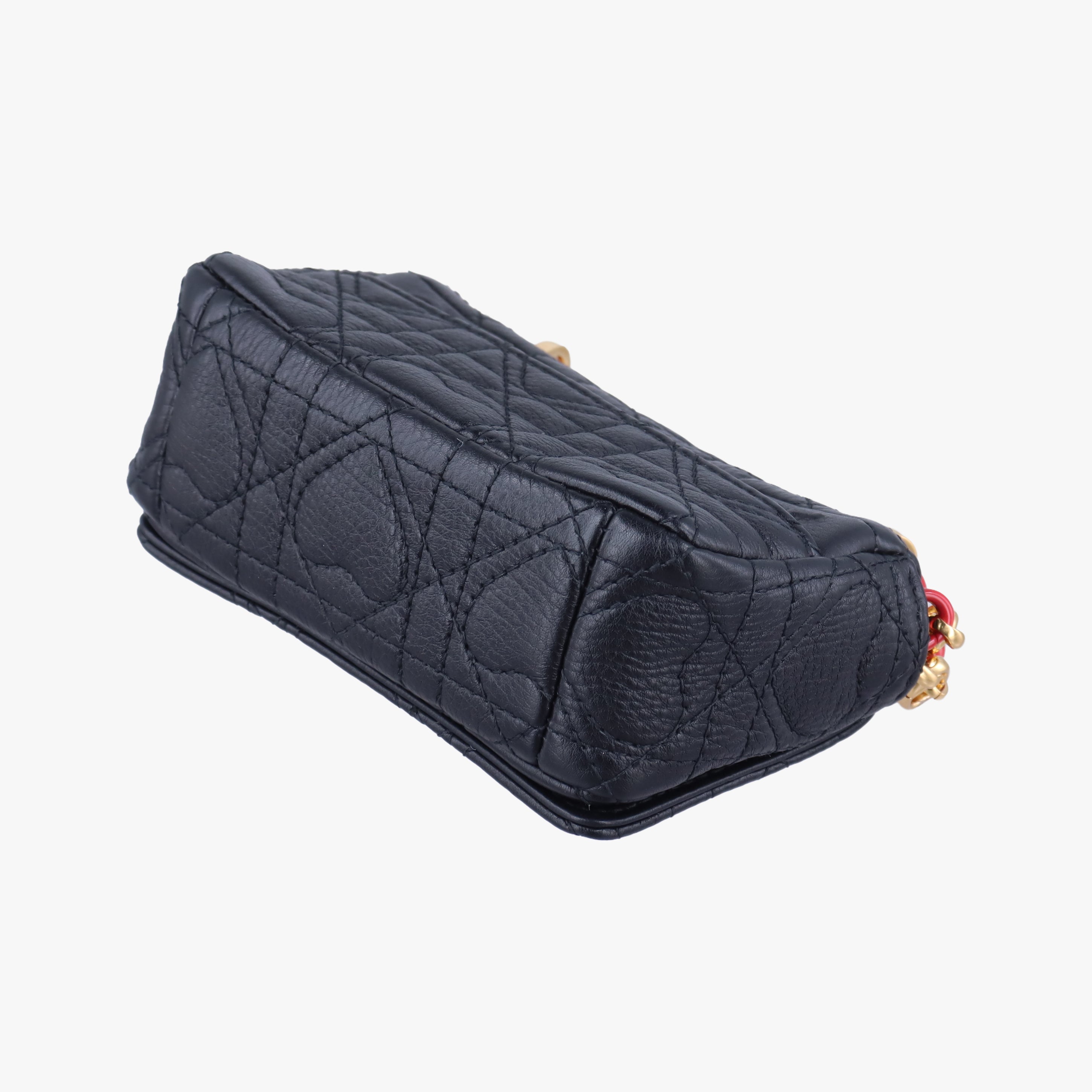 Pre-owned Christian Dior Caro micro Black Leather  shoulderbag | stylenewstar