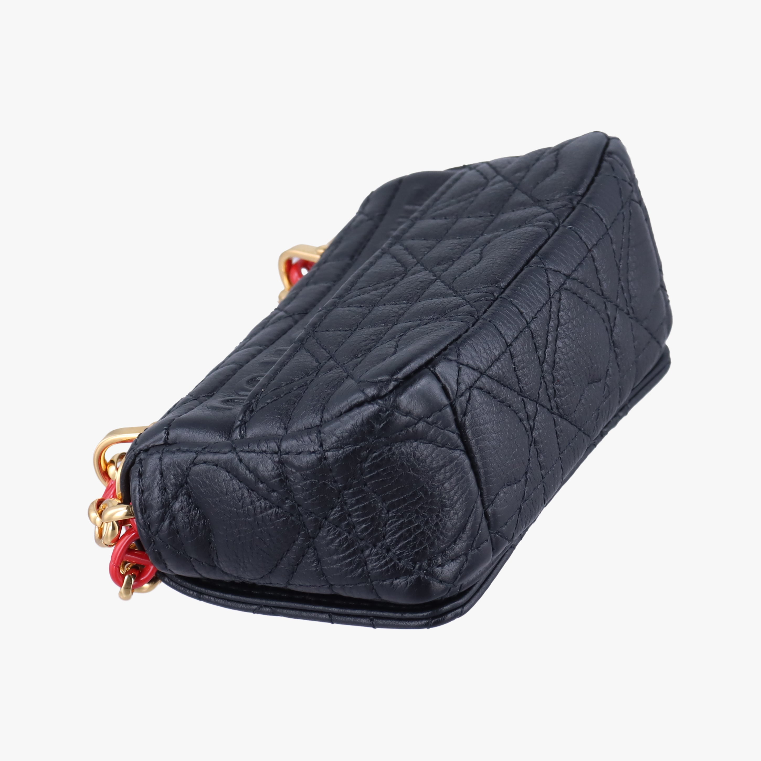 Pre-owned Christian Dior Caro micro Black Leather  shoulderbag | stylenewstar