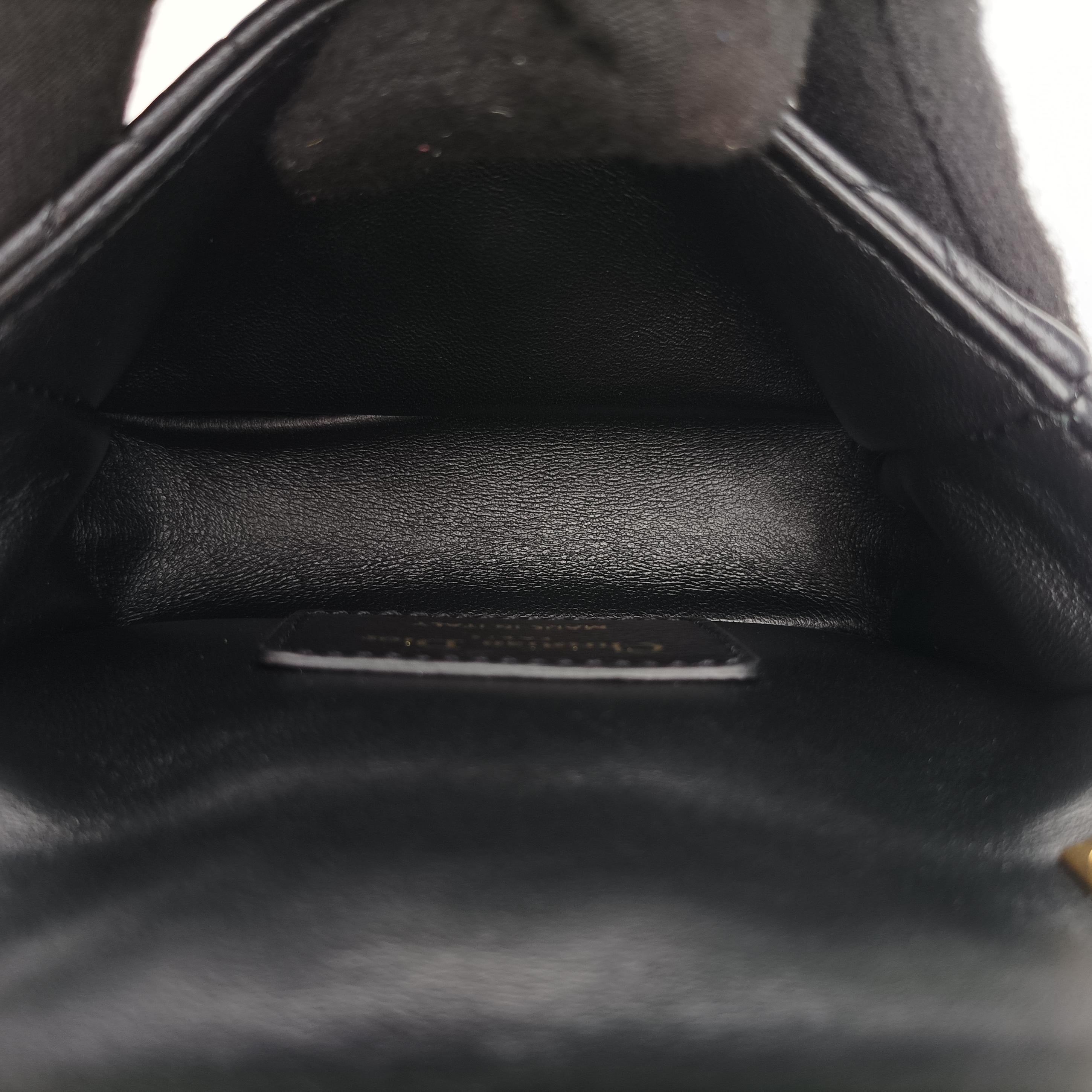 Pre-owned Christian Dior Caro micro Black Leather  shoulderbag | stylenewstar