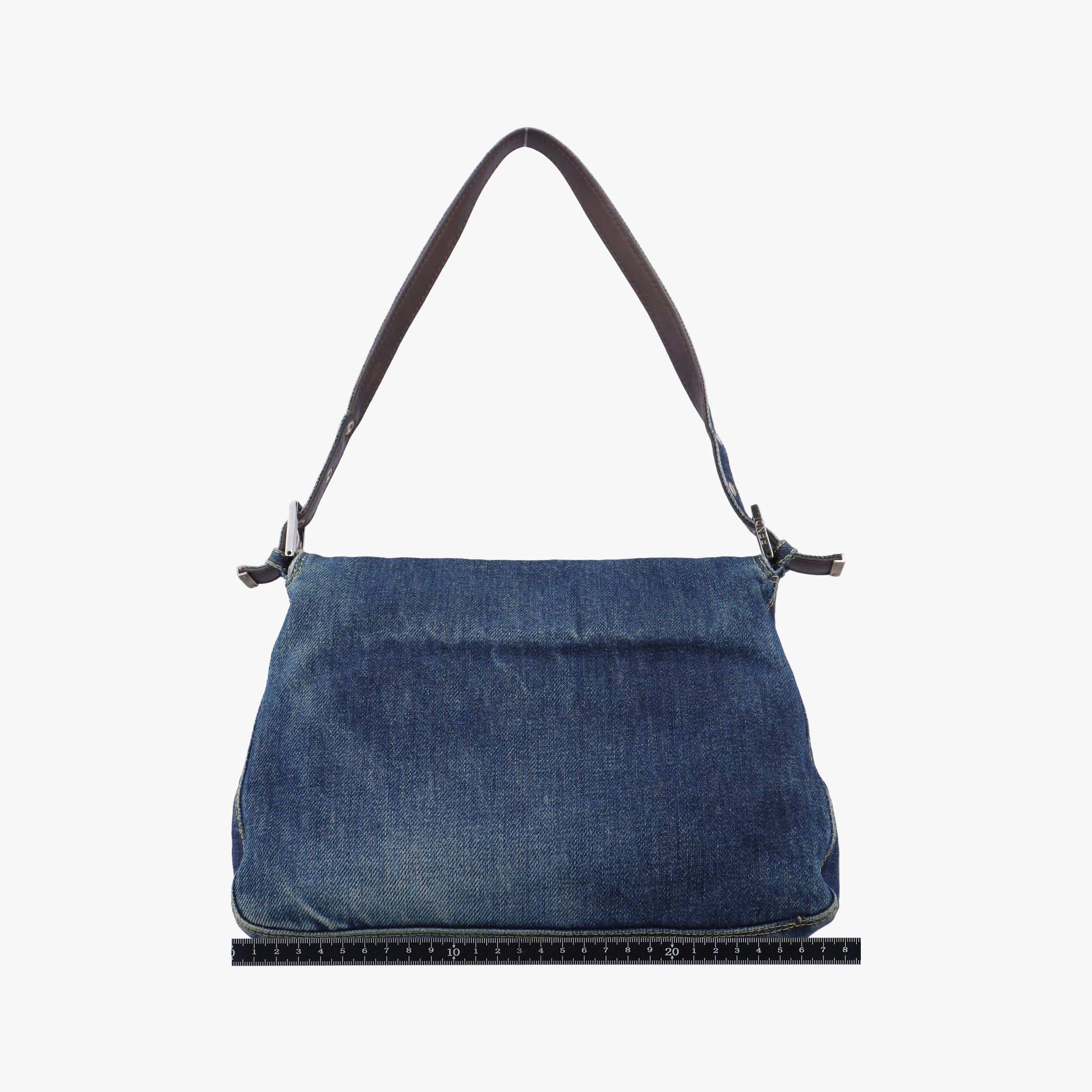 Pre-owned Fendi Mamma Baguette Blue Denim 26325 shoulderbag | stylenewstar