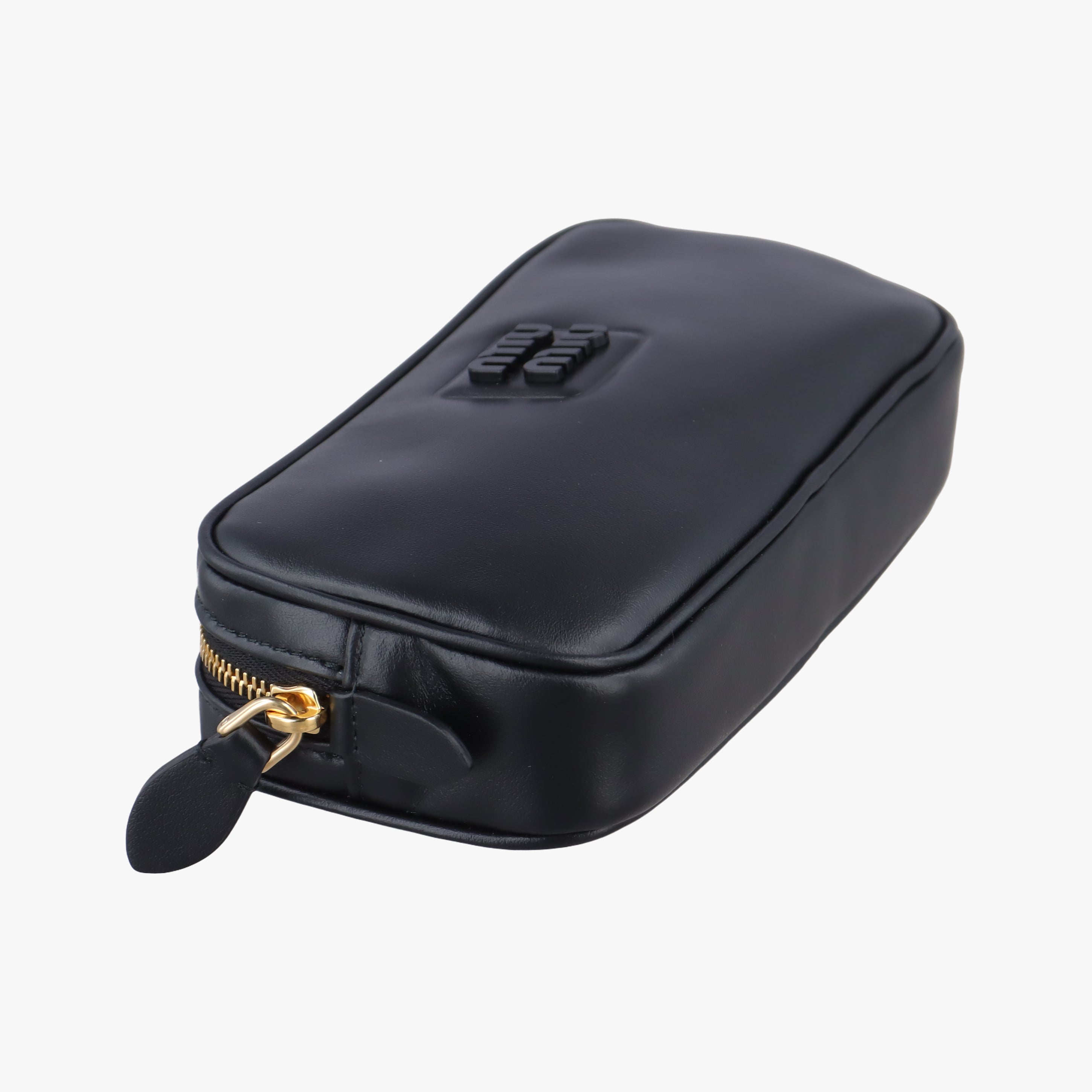 Pre-owned Miu Miu logo Black leather  bum bag/waist bag | stylenewstar
