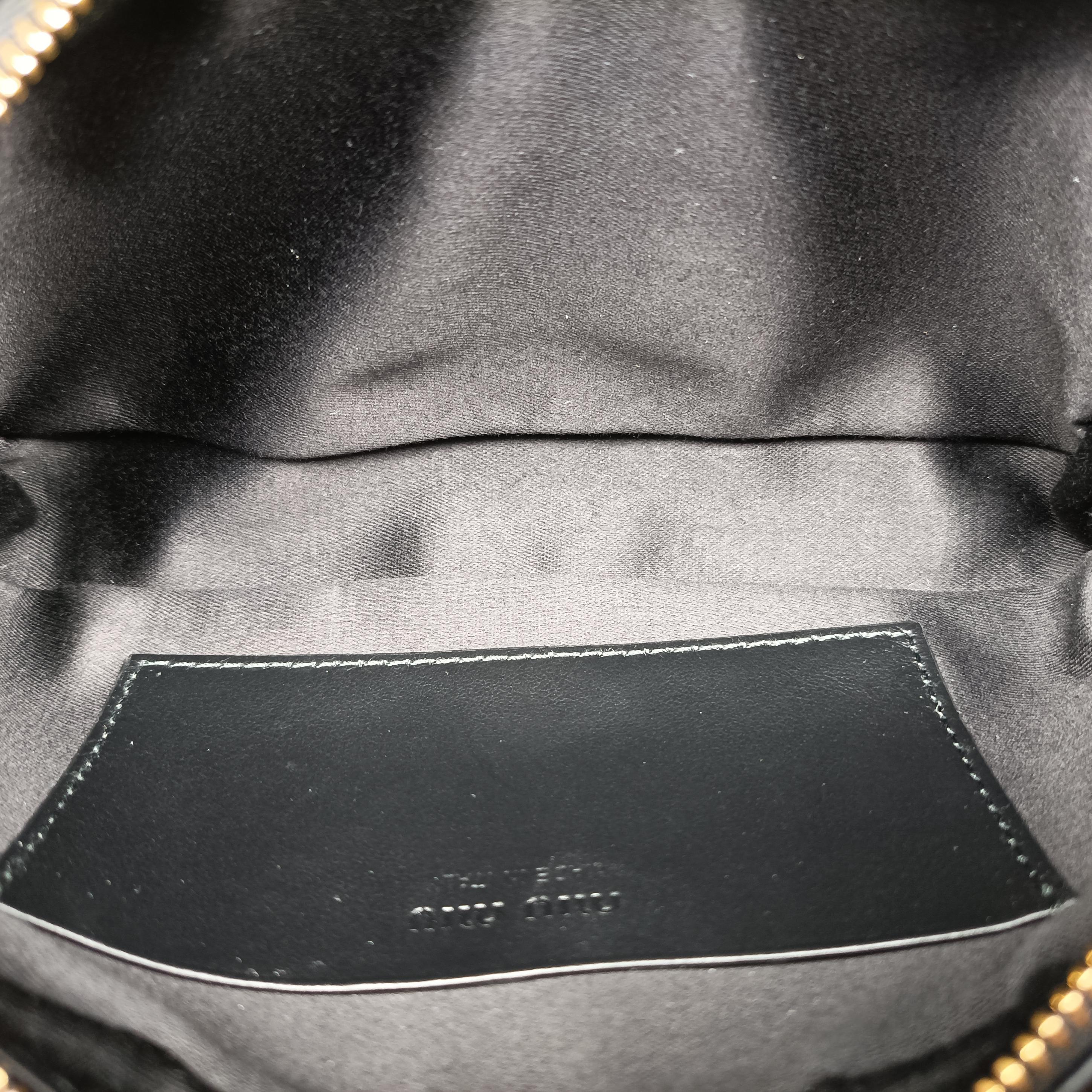 Pre-owned Miu Miu logo Black leather  bum bag/waist bag | stylenewstar