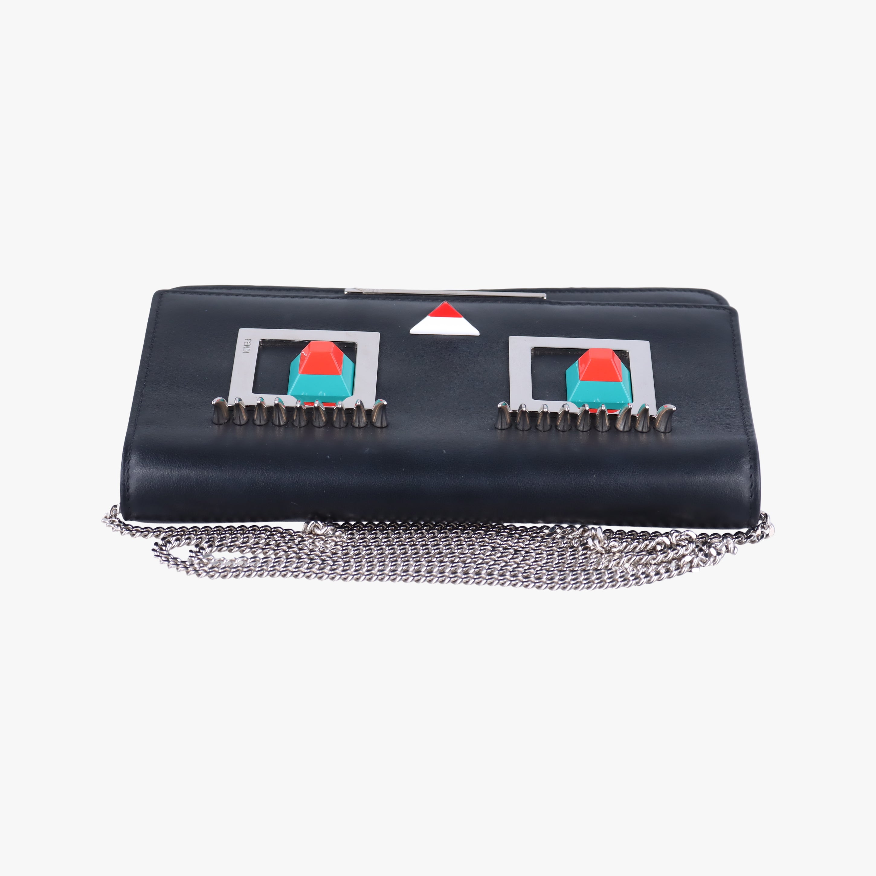 Pre-owned Fendi Monster Eyes Tube Black Leather 8M0346 shoulderbag | stylenewstar