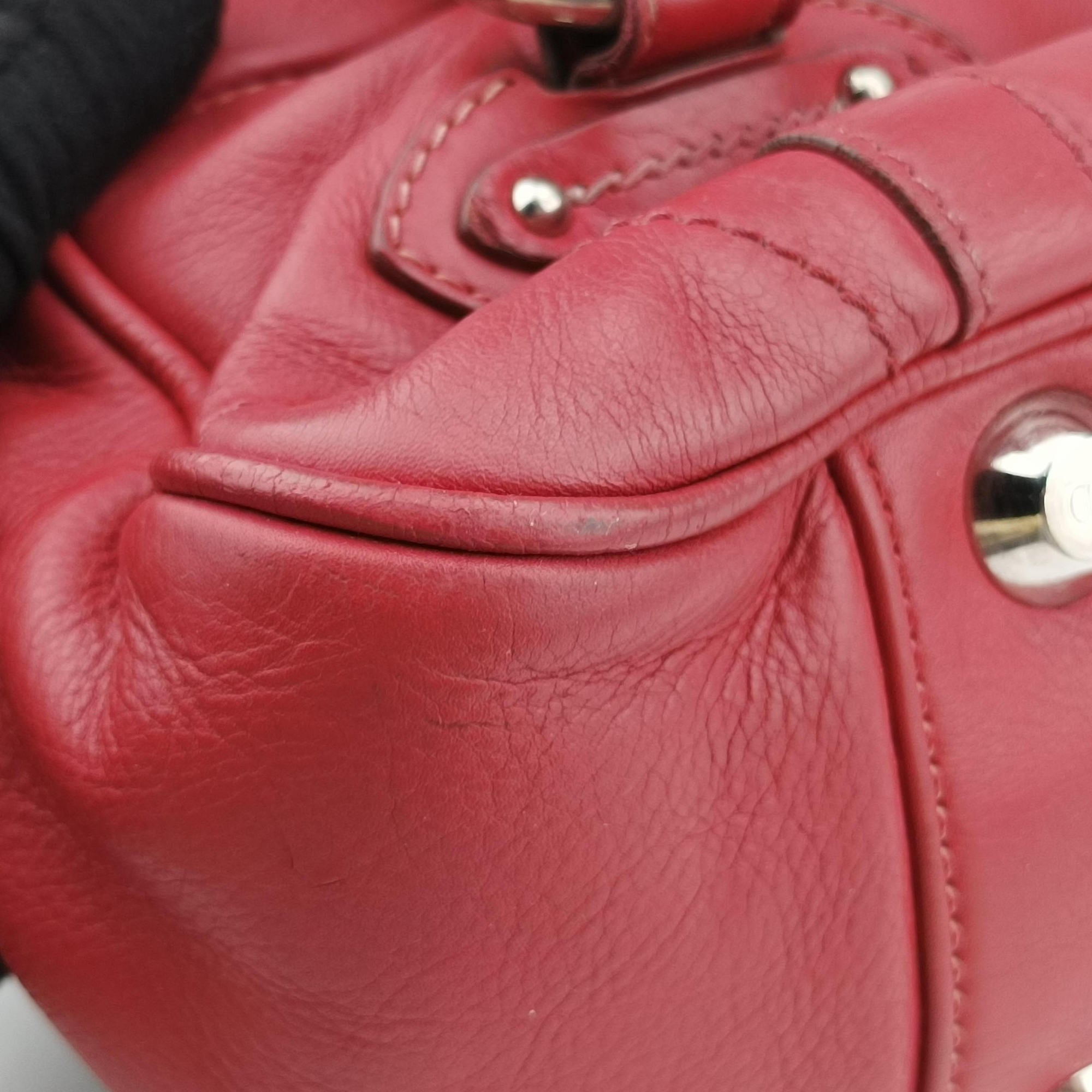 Pre-owned Christian Dior CD logo Red Leather  handbag | stylenewstar
