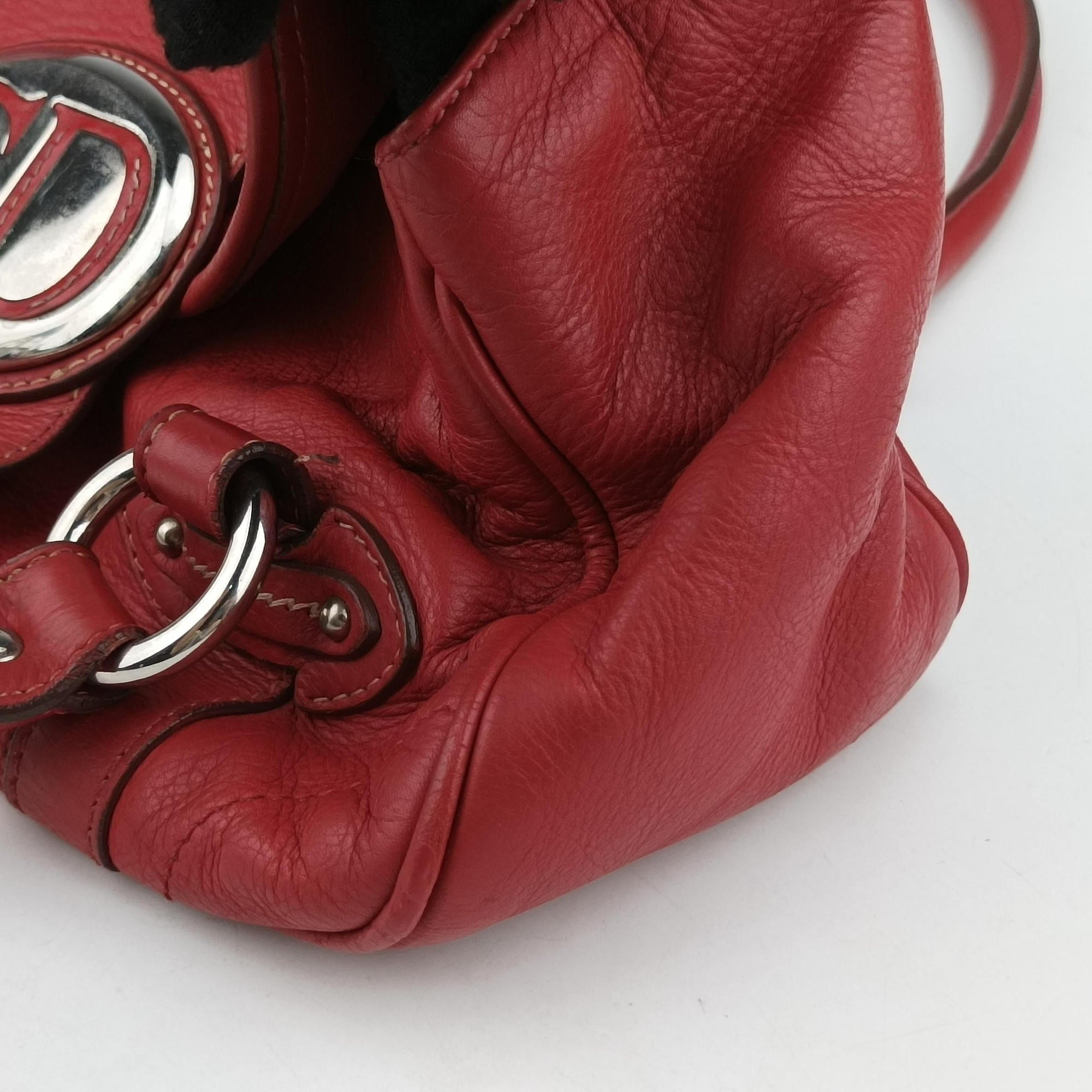 Pre-owned Christian Dior CD logo Red Leather  handbag | stylenewstar